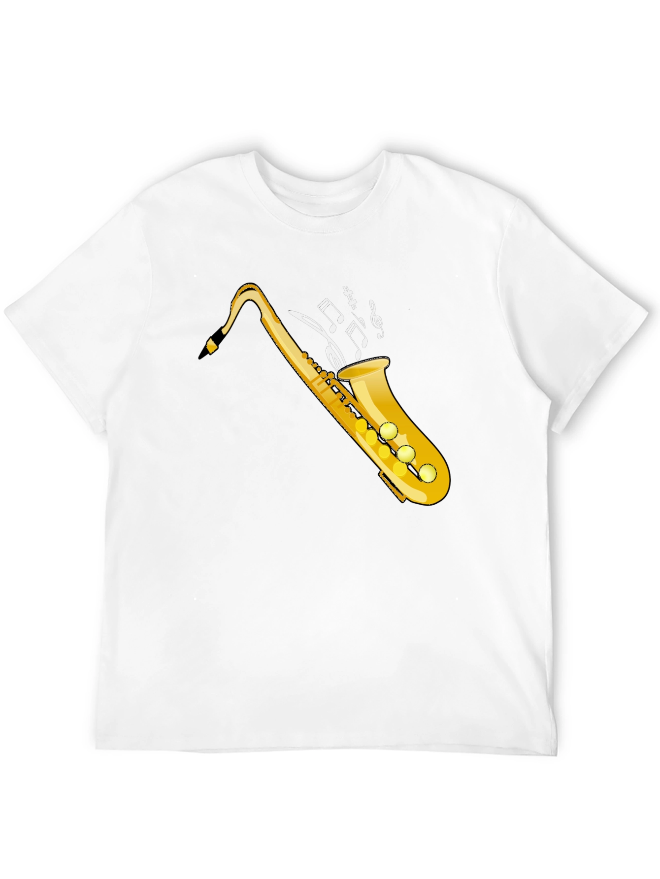 Black Saxophone Music Notes Graphic Tee view 12