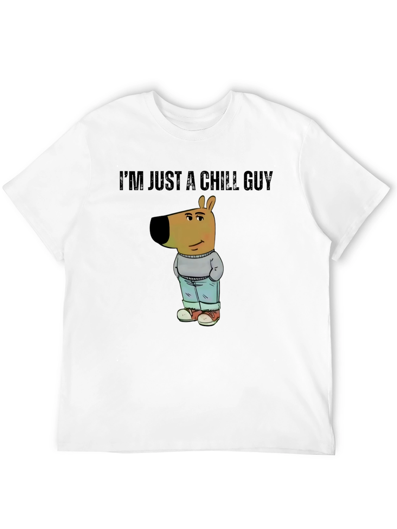 Black Chill Guy Cartoon Dog T-Shirt view 12