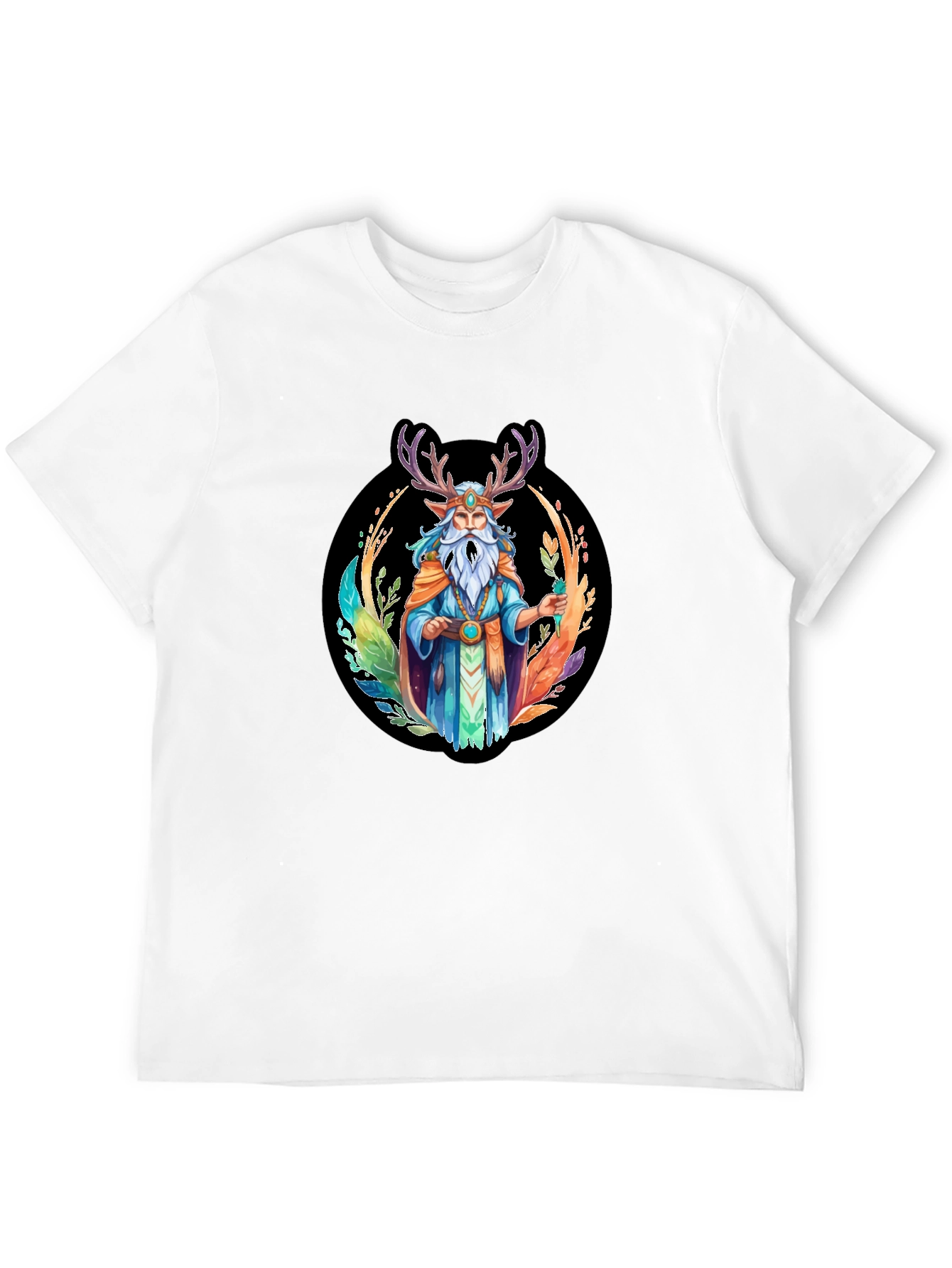 Black Mystic Druid Graphic Tee - Black Cotton T-Shirt view 12