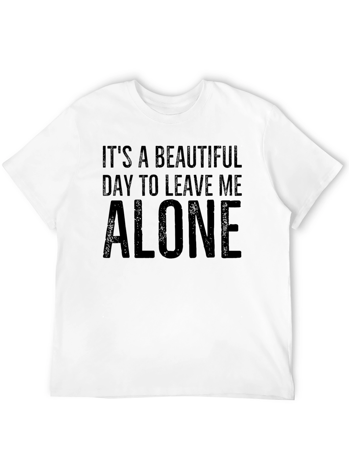 Black Humorous "Leave Me Alone" Graphic Tee - Black view 12