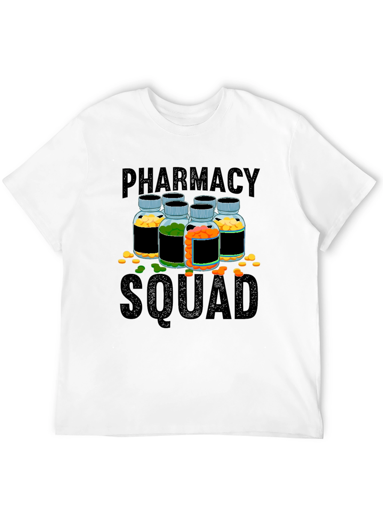 Black Pharmacy Squad T-Shirt - Pill Bottles Design view 12
