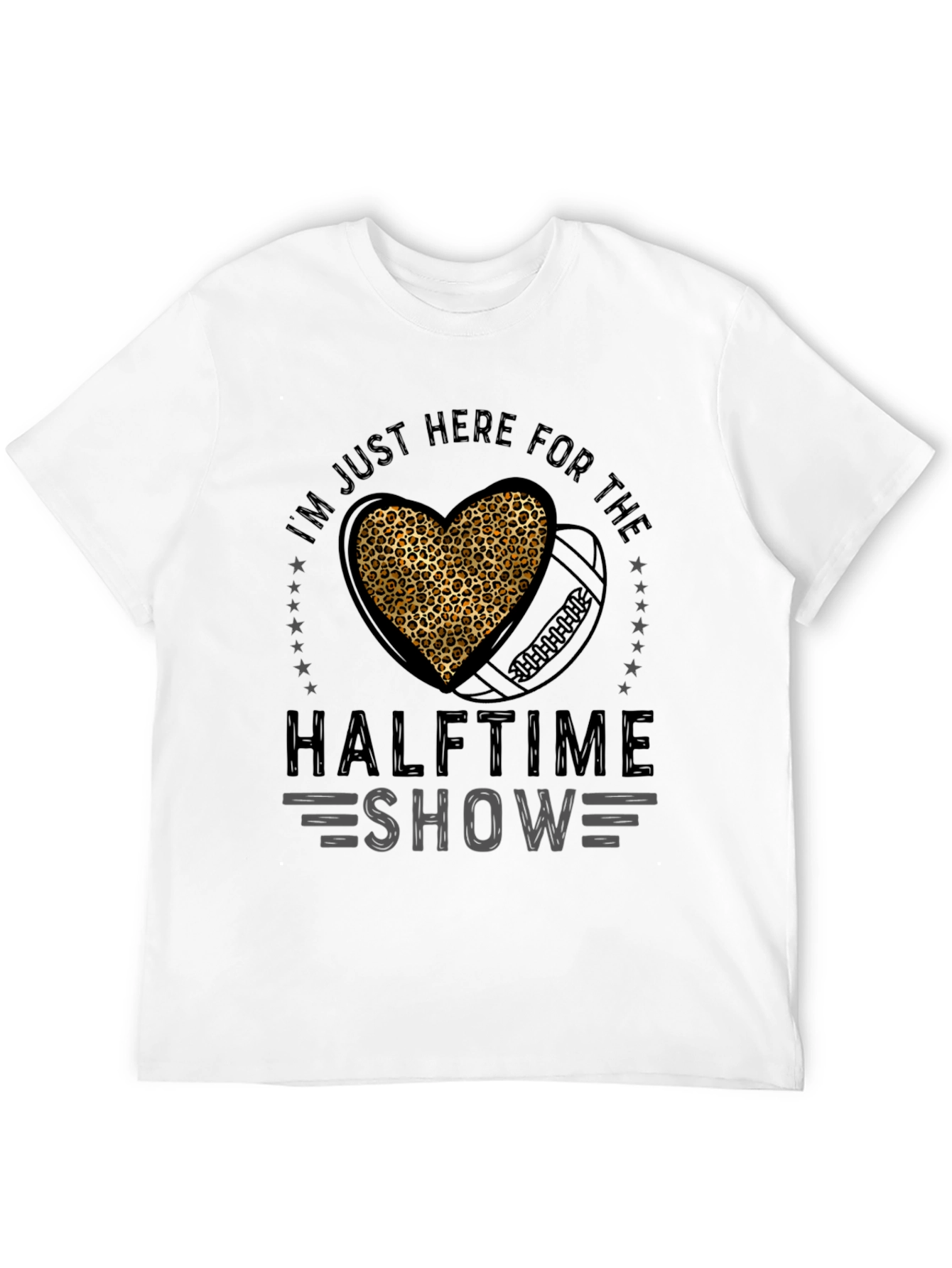 Black Halftime Show Leopard Heart Football T-Shirt view 12