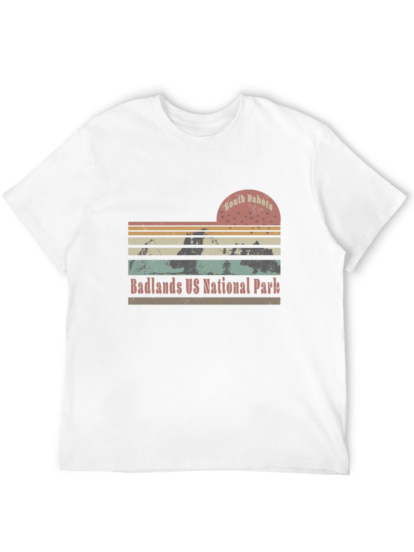 Black South Dakota Badlands National Park Retro T-Shirt view 12