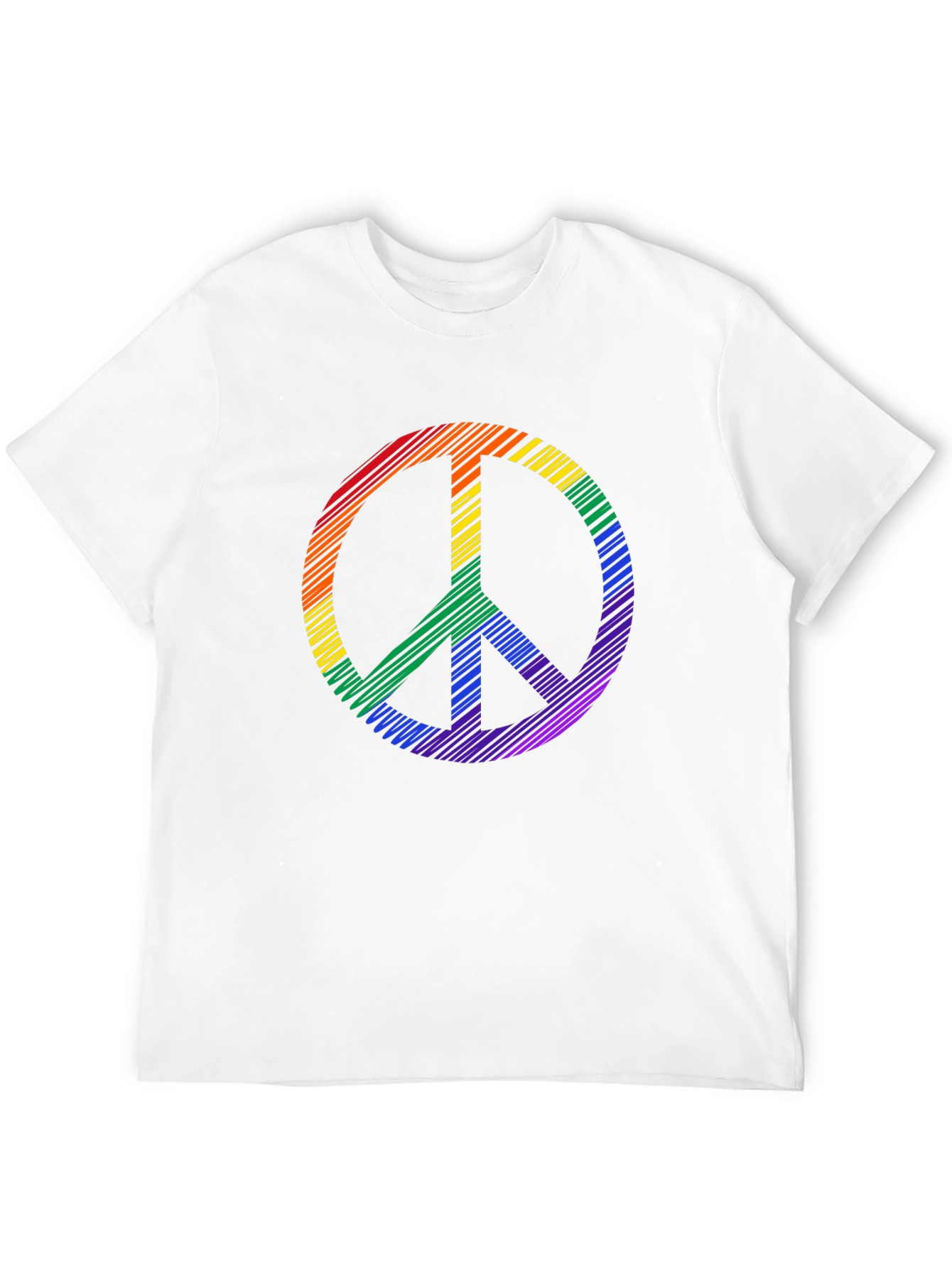 Black Rainbow Peace Sign Graphic Tee - Black Cotton Casual Shirt view 12