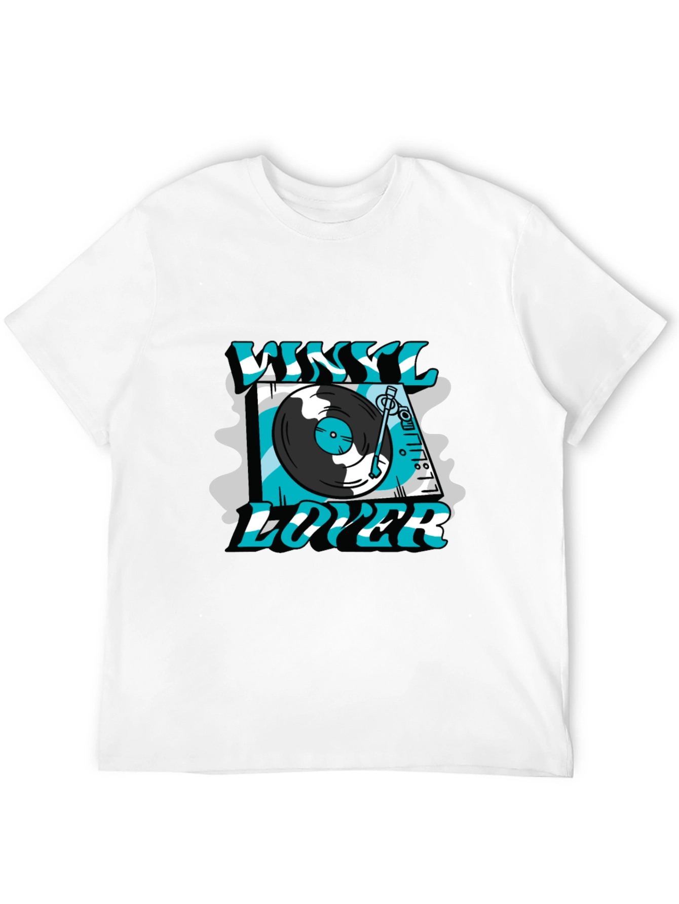 Black Vinyl Lover Graphic Tee - Black Cotton T-Shirt view 12