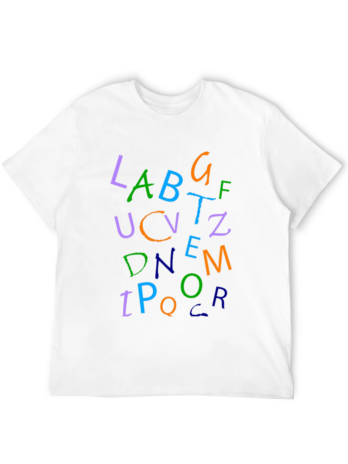 Black Colorful Alphabet Letter Print Black T-Shirt view 12