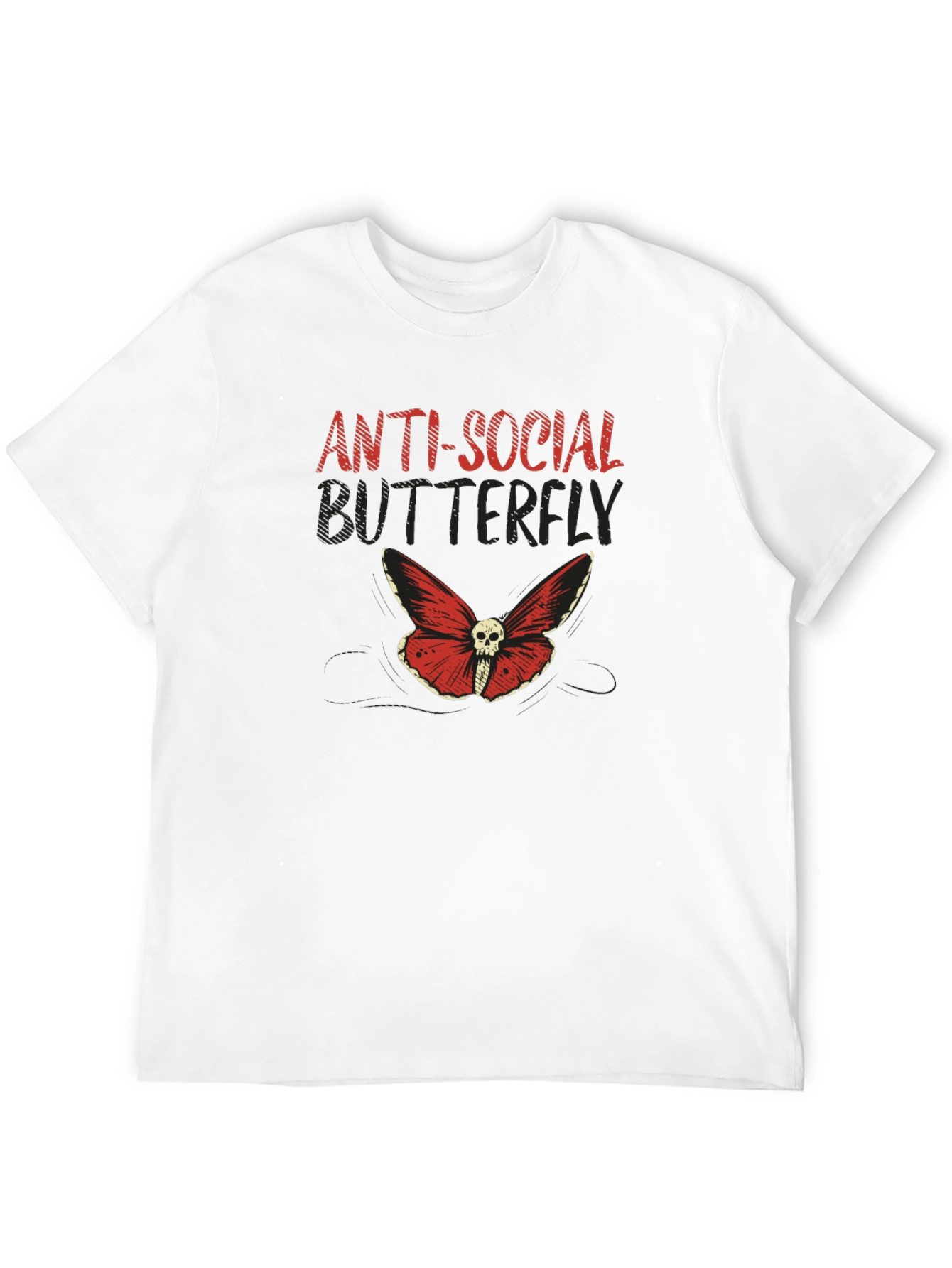 Black Anti-Social Butterfly Graphic T-Shirt view 12