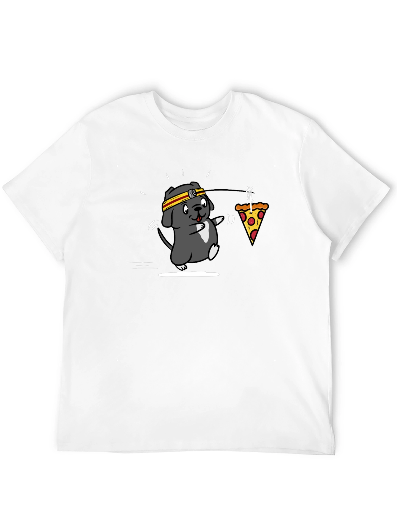 Black Pizza Dog T-Shirt - Funny Graphic Tee view 12