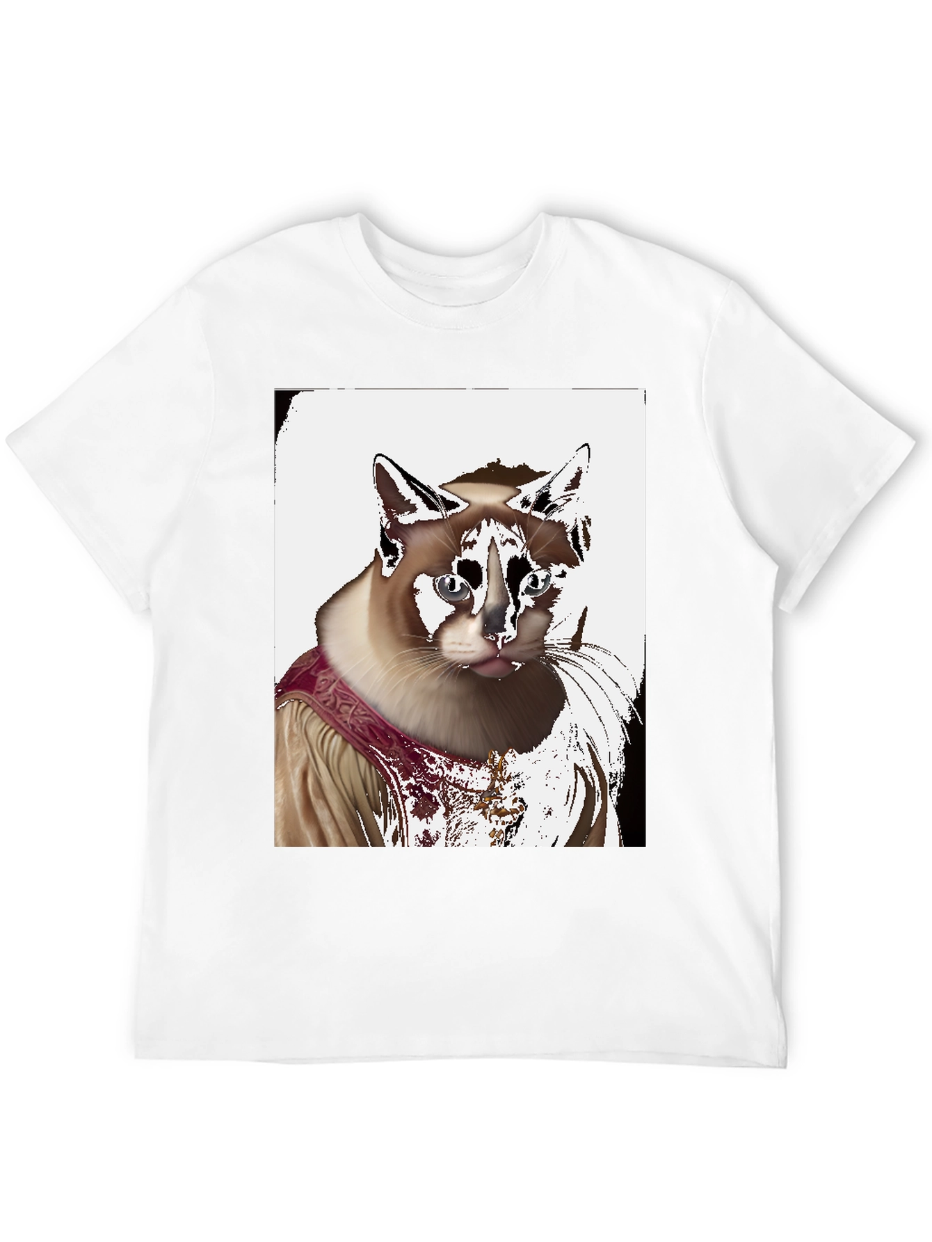 Black Regal Cat Portrait T-Shirt view 12