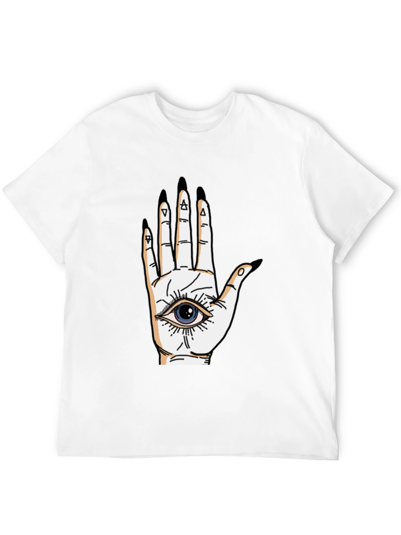 Black Eye-in-Hand Graphic Tee - All Seeing Black T-Shirt view 12