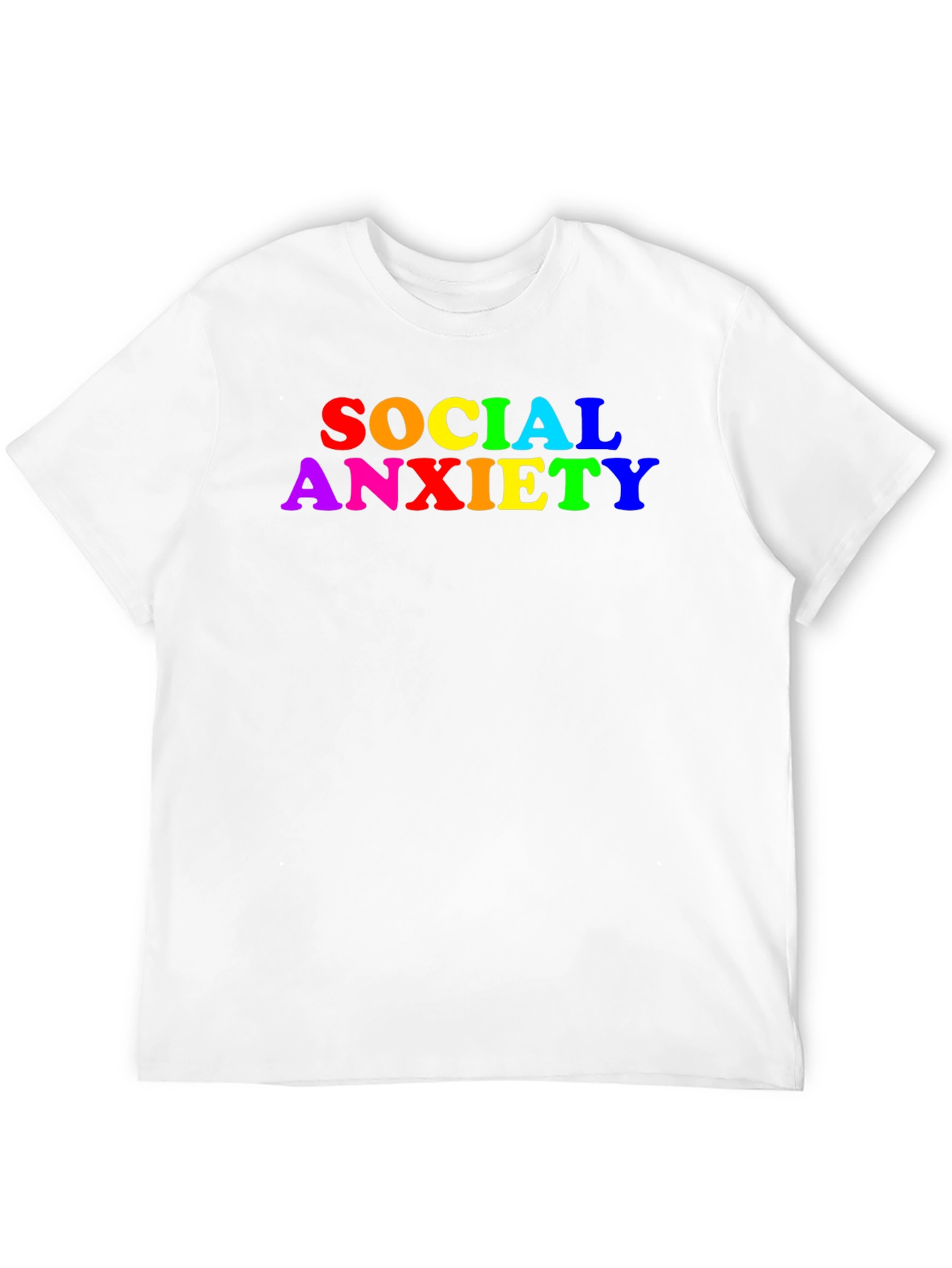 Black Social Anxiety Rainbow Text Black T-Shirt view 12
