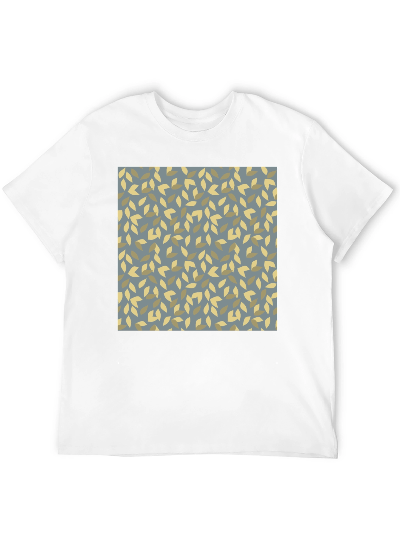 Black Leaf Pattern Black Tee - Modern Casual Style view 12