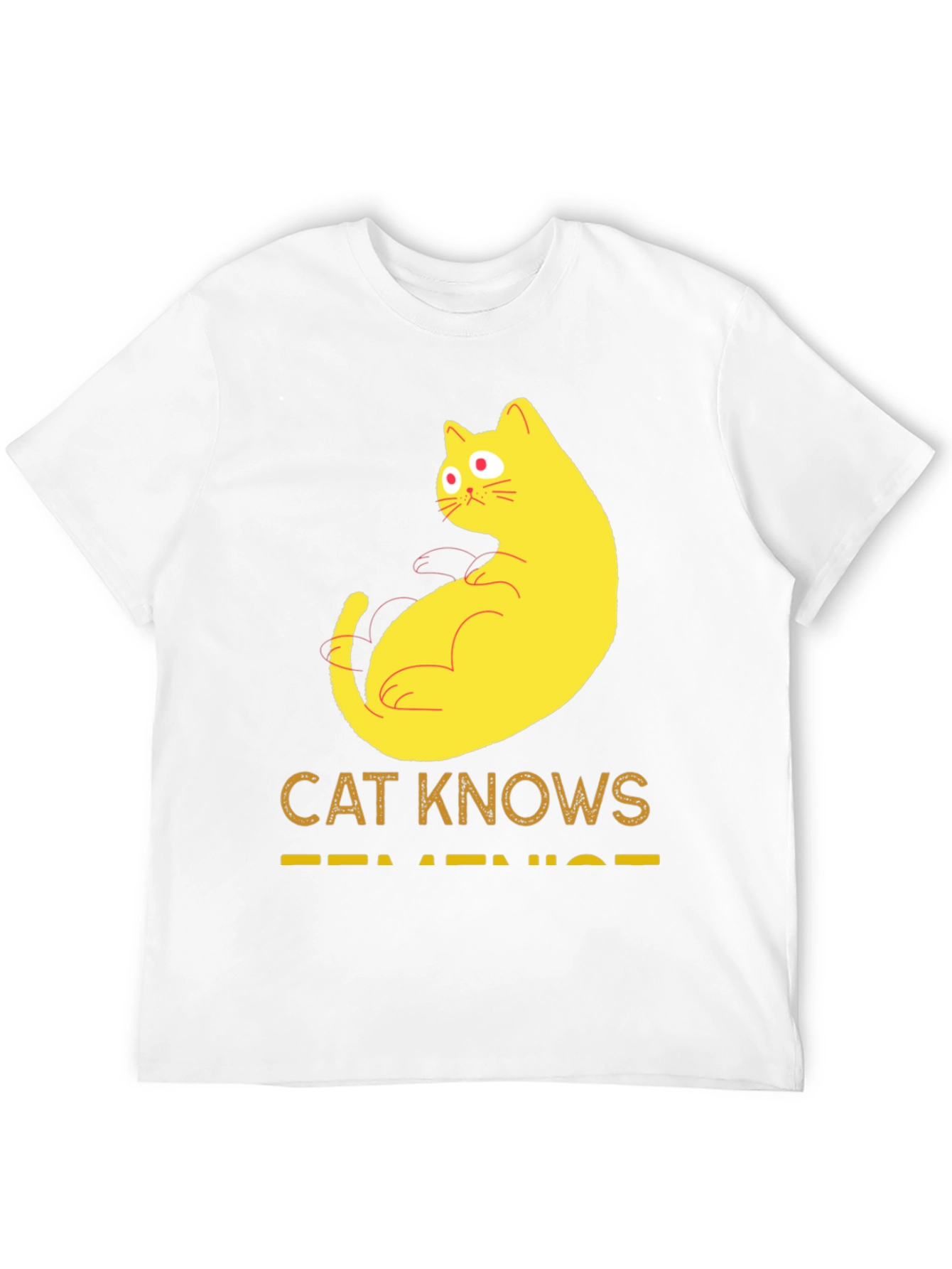 Black Cat Knows Feminist T-Shirt - Black view 12