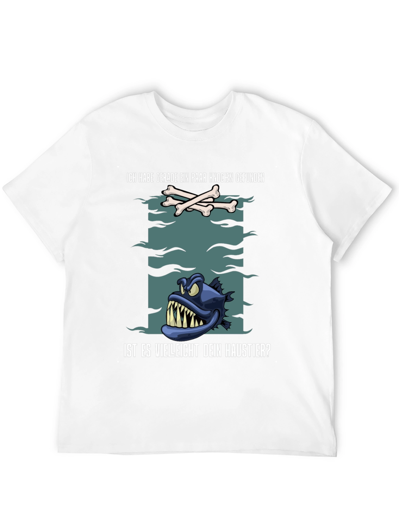 Black Funny Fish & Bones Graphic Tee view 12