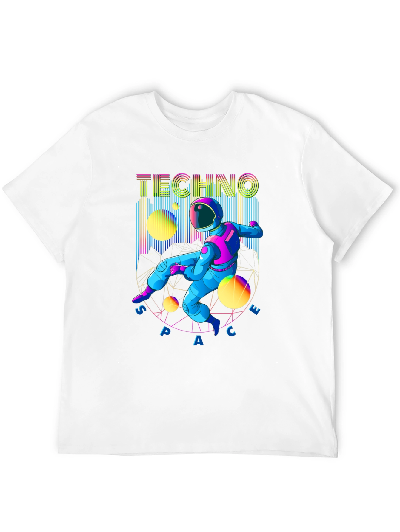 Black Techno Space T-Shirt - Retro Astronaut Design view 12