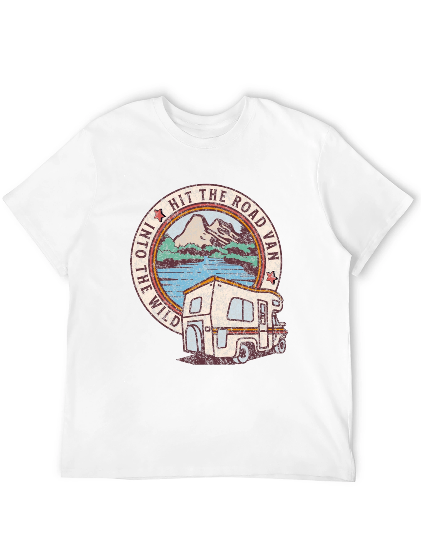 Black Hit The Road Van T-Shirt - Retro Wild Adventure Tee view 12