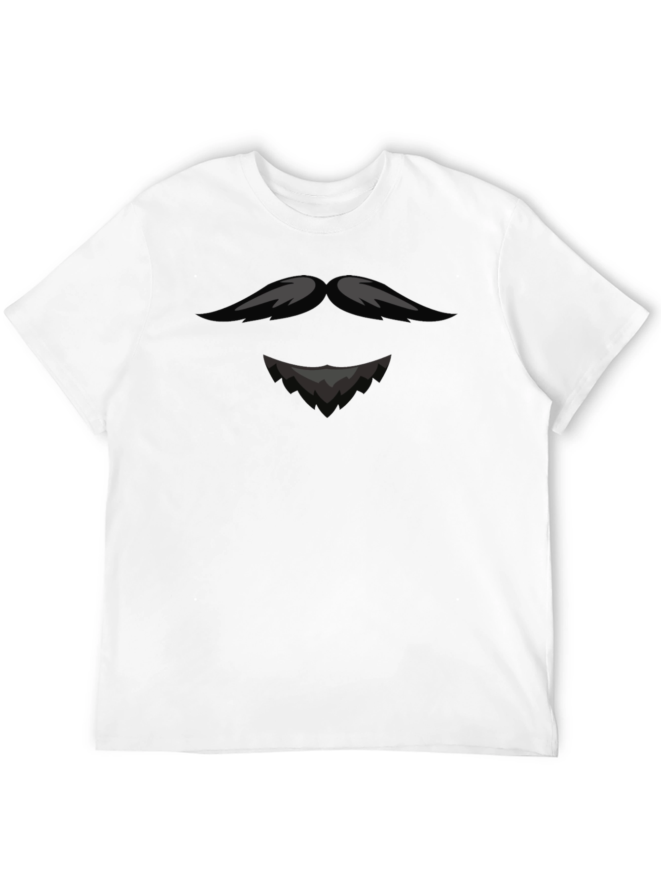 Black Funny Mustache & Beard Graphic Tee - Black Cotton Blend Shirt view 12