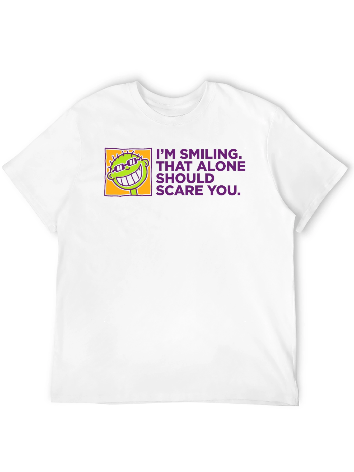 Black Smiling Alone Tee - Funny Graphic T-Shirt view 12