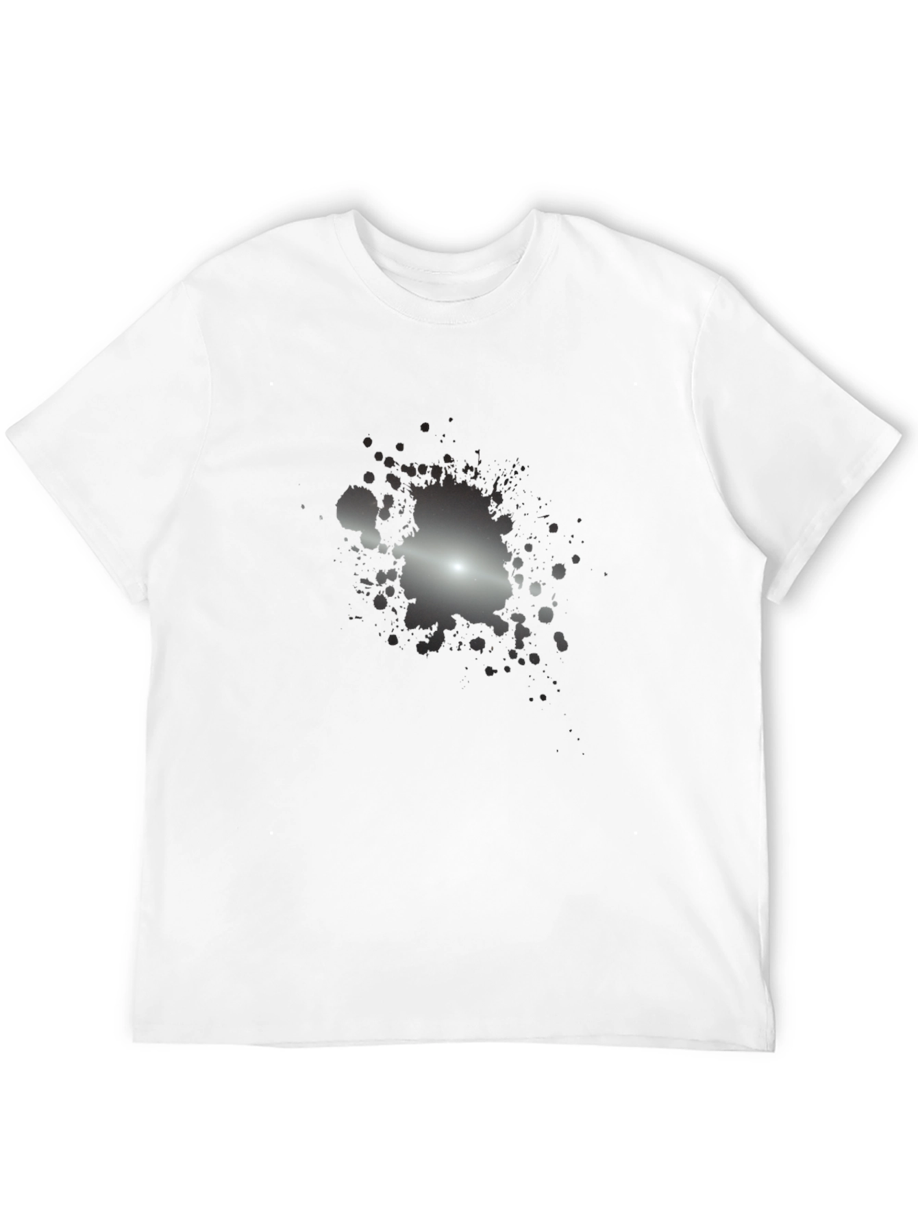 Black Men's Black T-Shirt with Abstract Splatter Design view 12