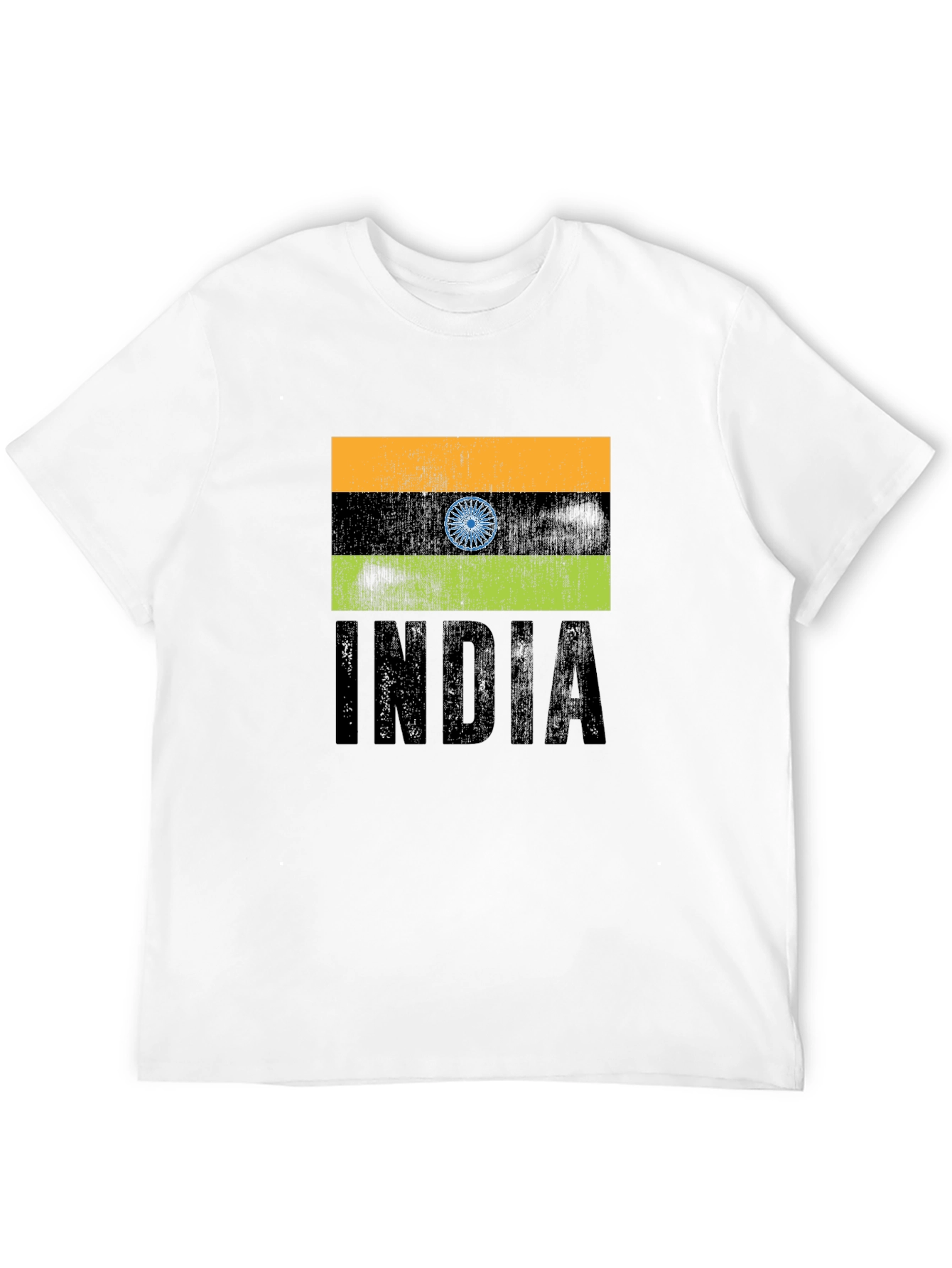 Black India Flag Graphic T-Shirt - Black Crew Neck Tee view 12