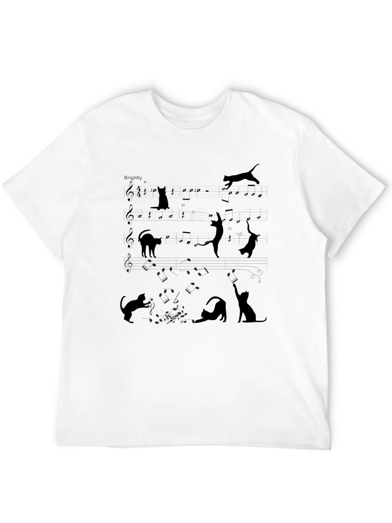 Black Cat Music Sheet Novelty Graphic Tee view 12