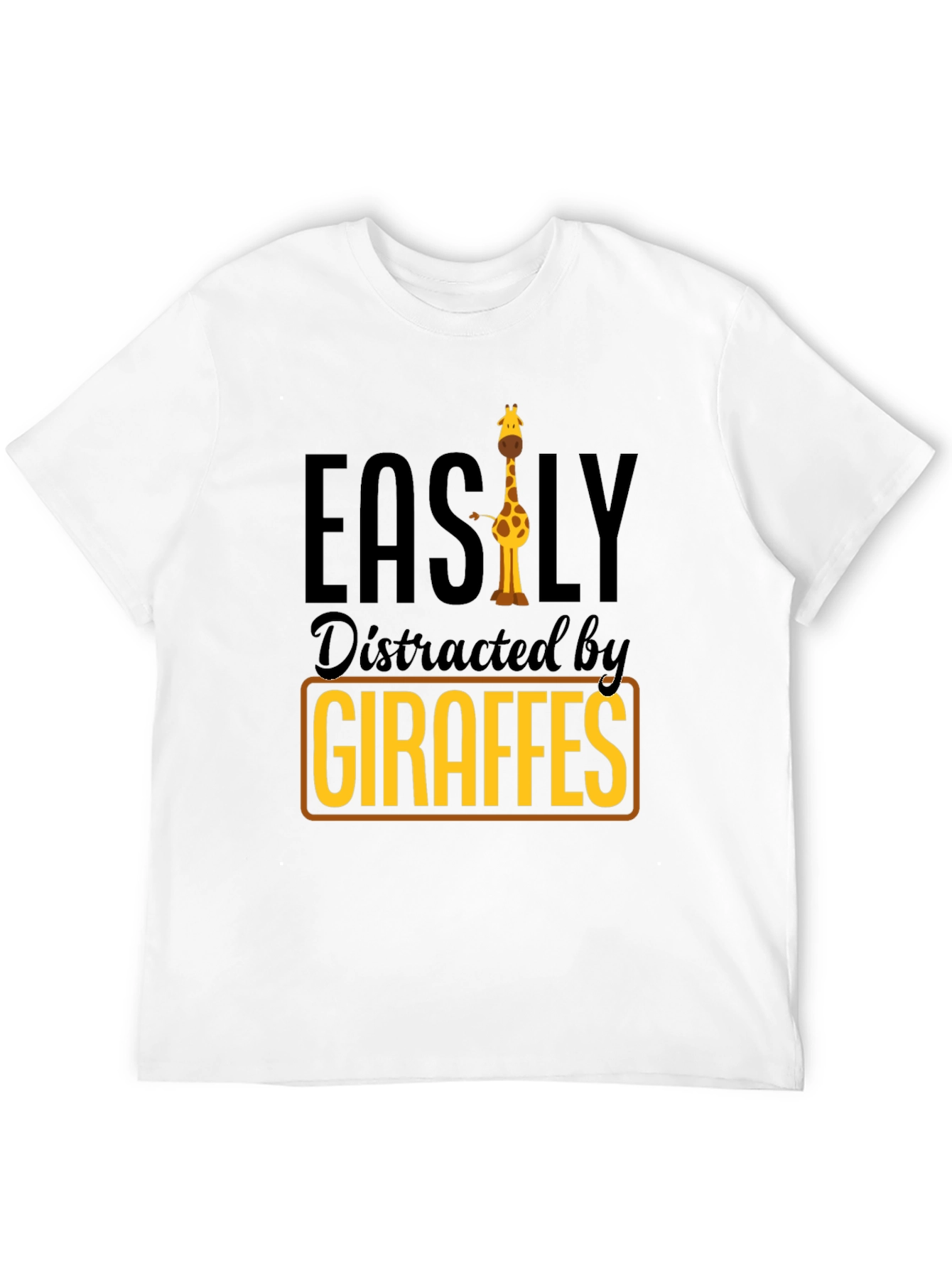 Black Easily Distracted By Giraffes Black T-Shirt view 12