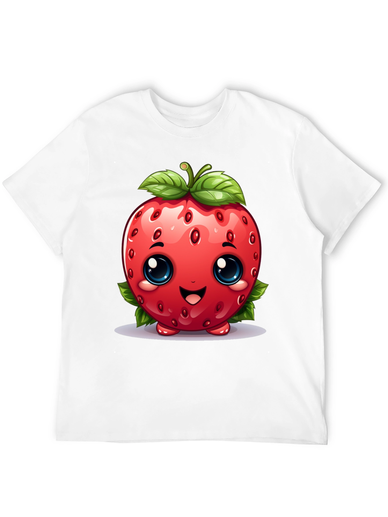 Black Cute Strawberry Character Black T-shirt view 12