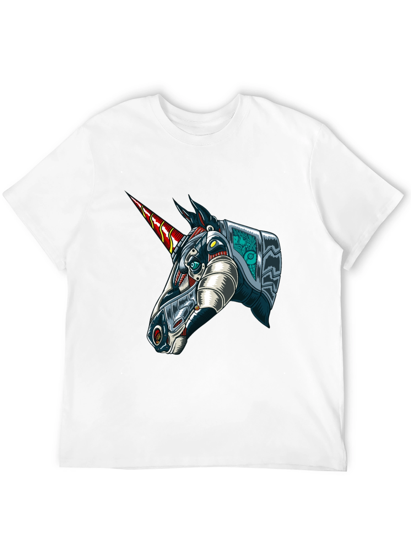 Black Robot Unicorn Graphic Tee - Black Cotton T-Shirt view 12