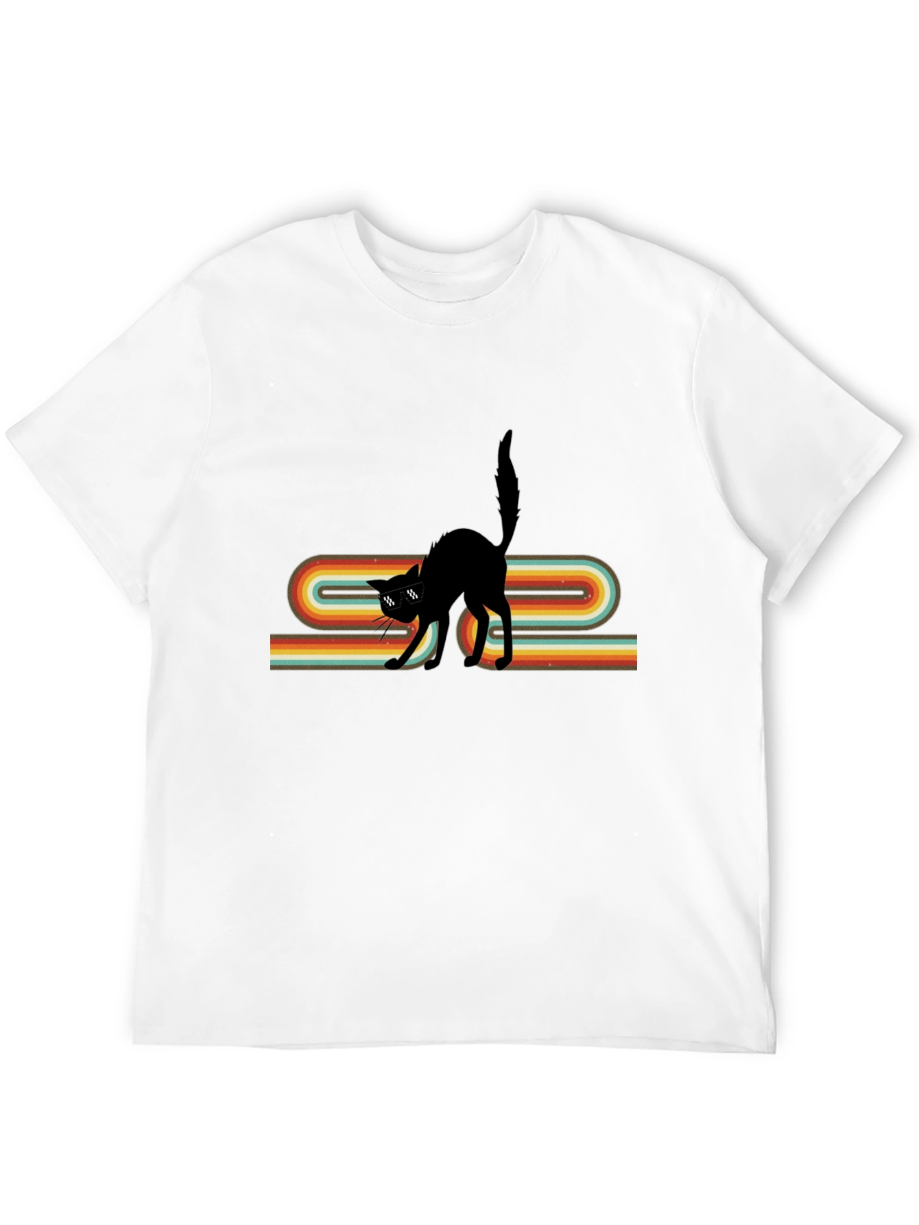 Black Retro Cool Cat Graphic Tee view 12