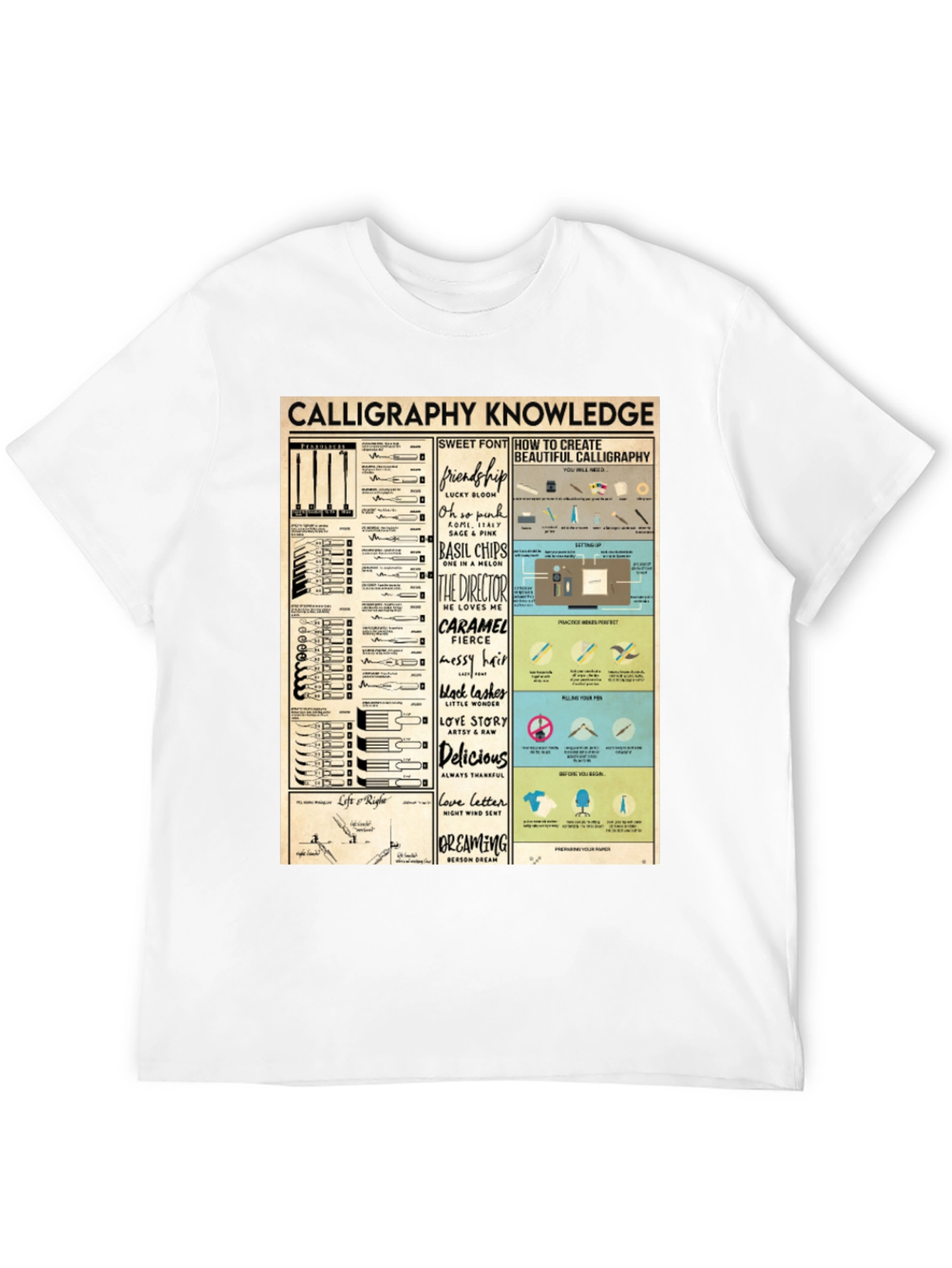Black Calligraphy Knowledge Graphic T-Shirt view 12