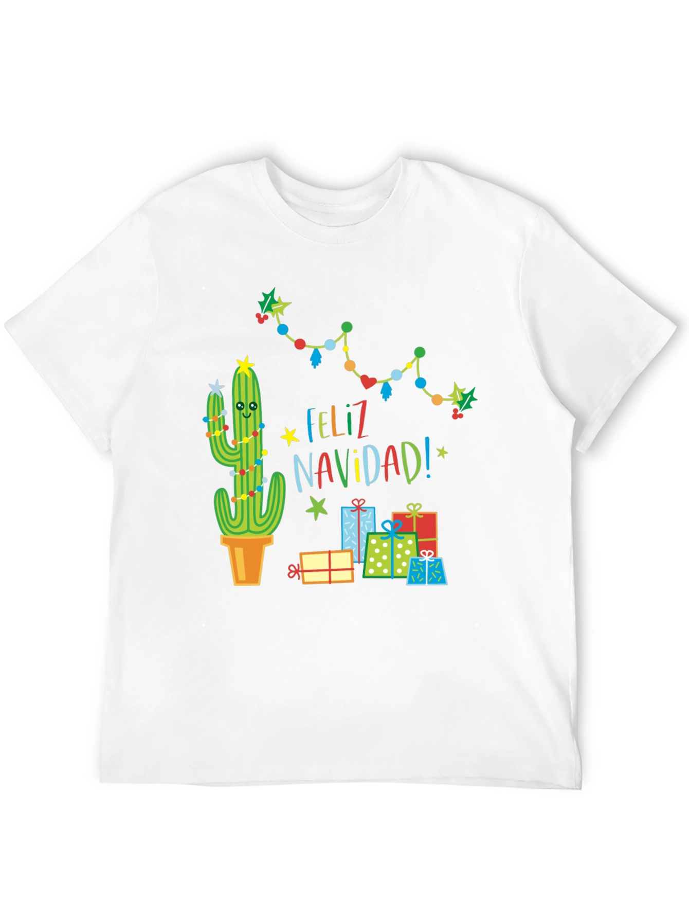 Black Feliz Navidad Cactus T-Shirt - Holiday Gift view 12