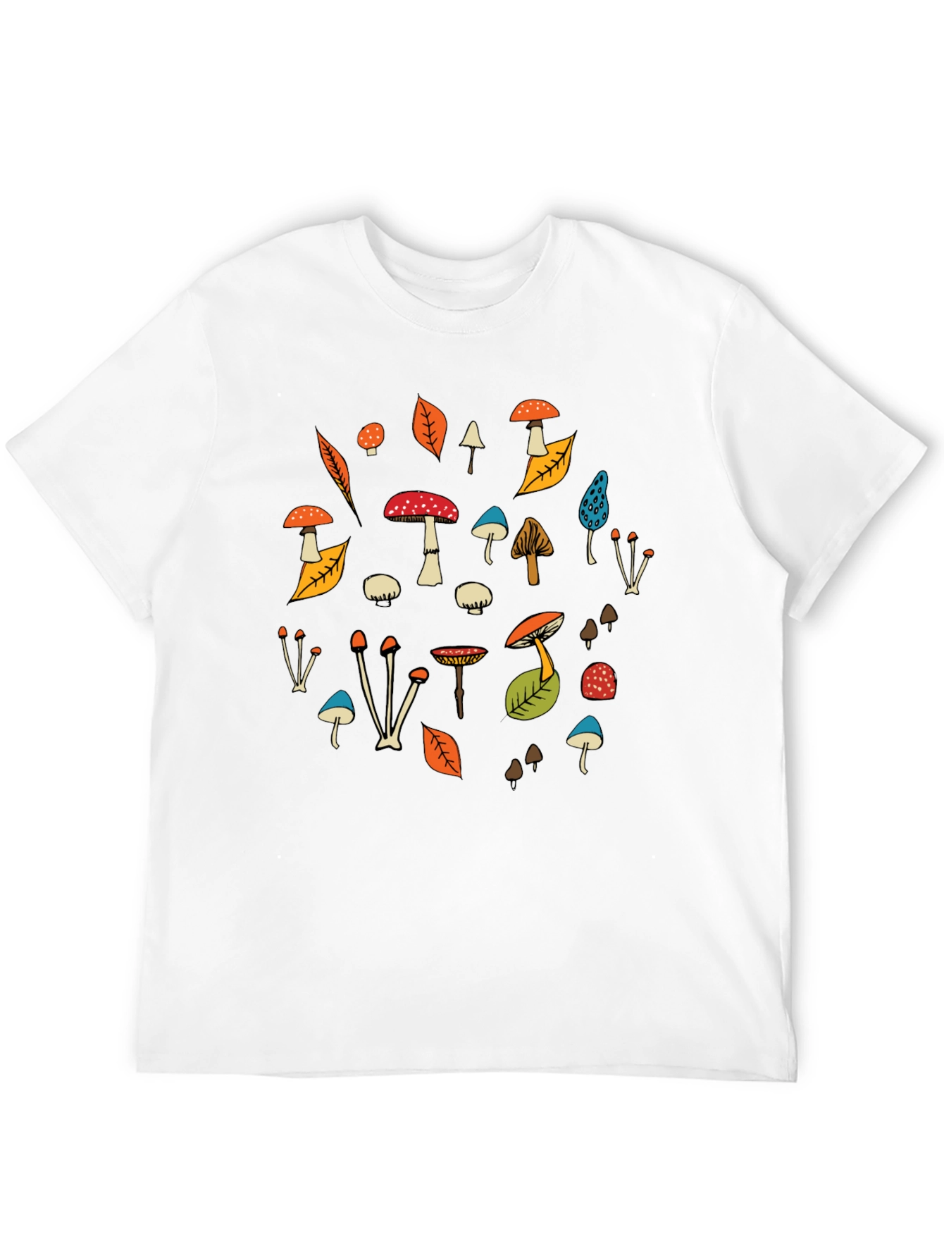 Black Funky Mushroom Print Black T-Shirt view 12