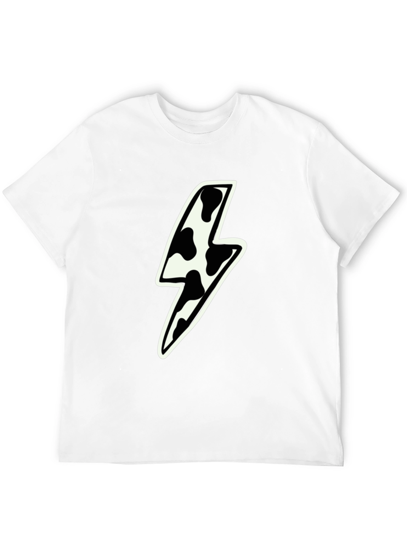 Black Cow Print Lightning Bolt Graphic Tee - Black view 12