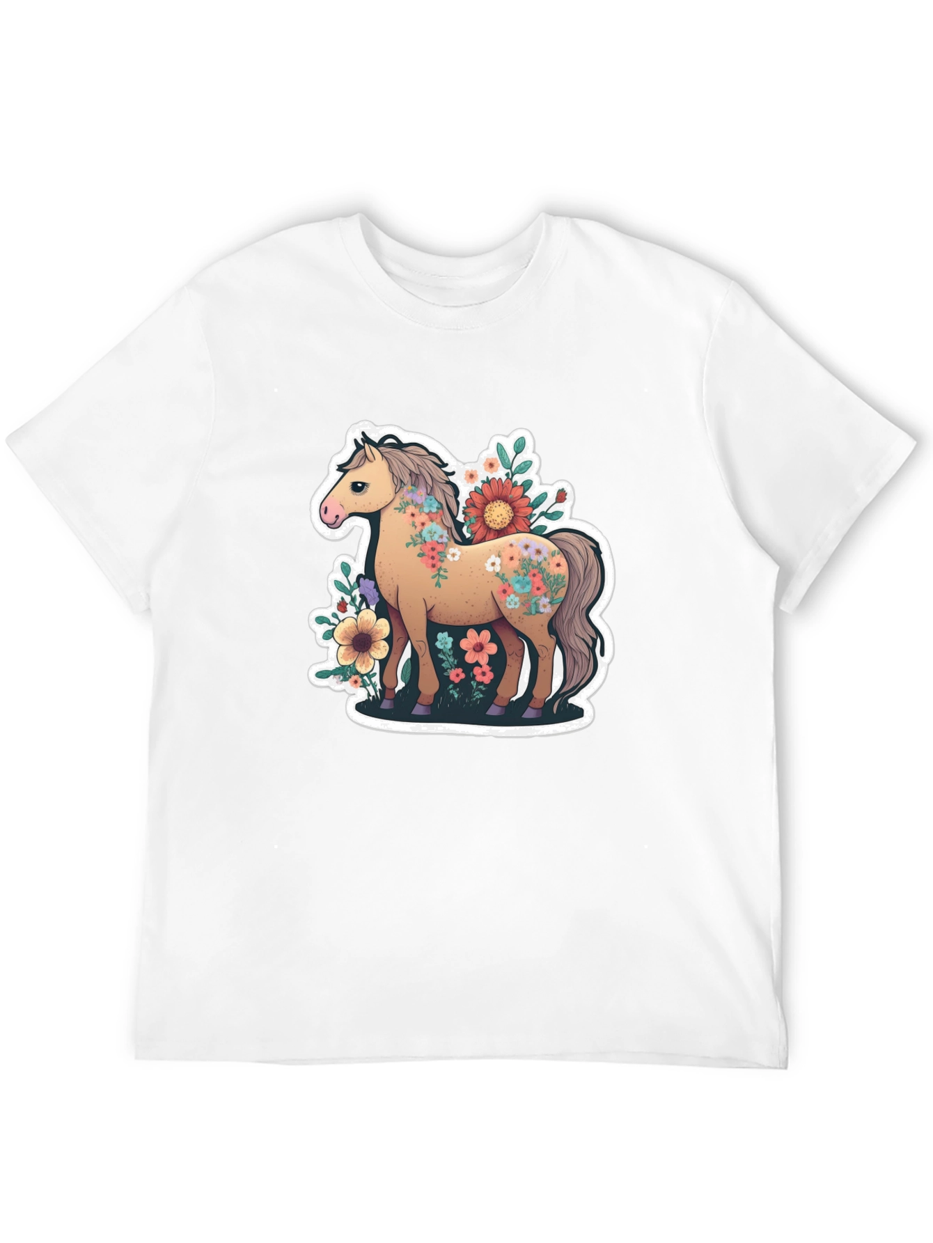 Black Floral Horse Graphic Tee - Stylish & Unique Design view 12