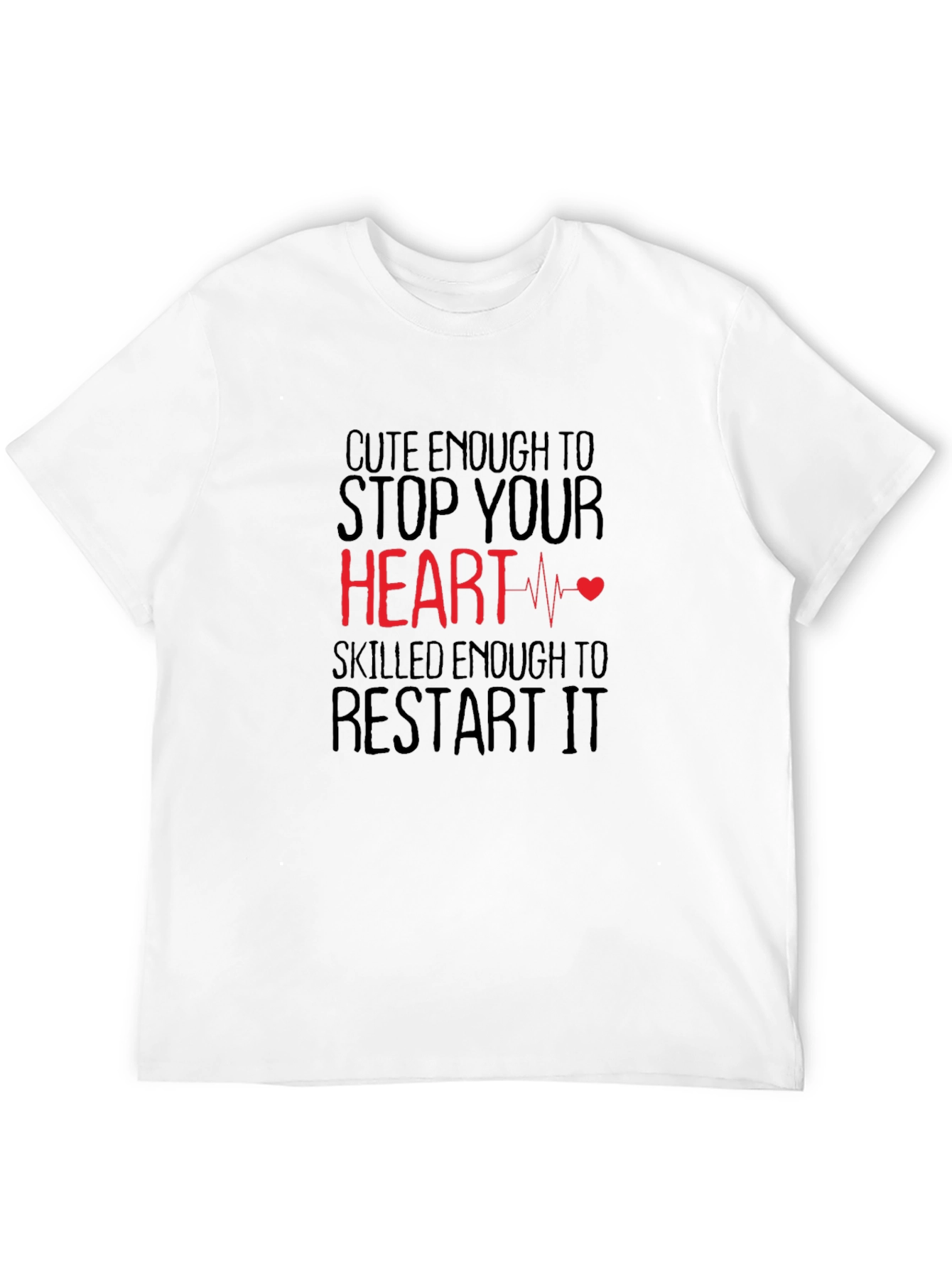 Black Cute Enough Heart Restart T-Shirt - Novelty Graphic Tee view 12
