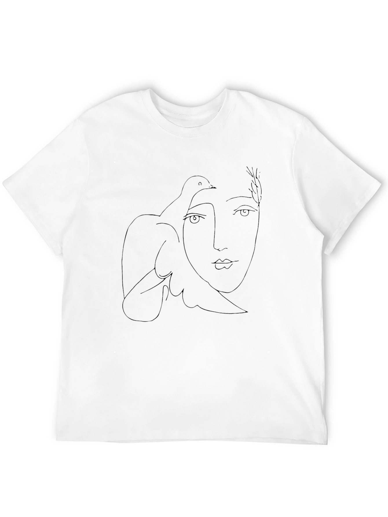 Black Abstract Face & Dove Black T-Shirt view 12