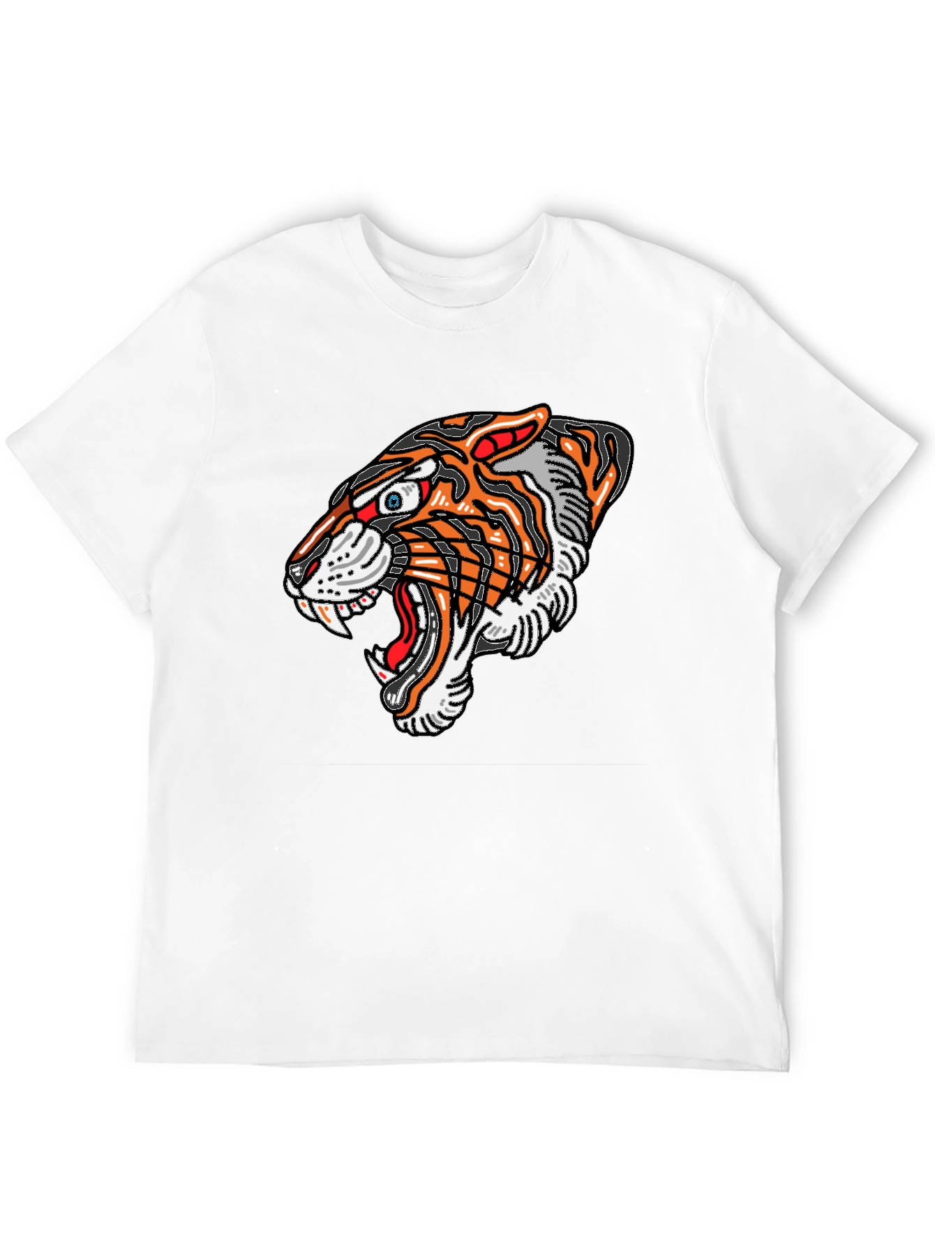 Black Tiger Graphic Print Men's Black T-Shirt view 12