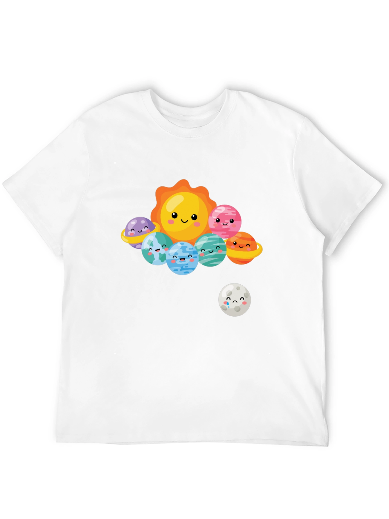 Black Kawaii Solar System Graphic T-Shirt view 12
