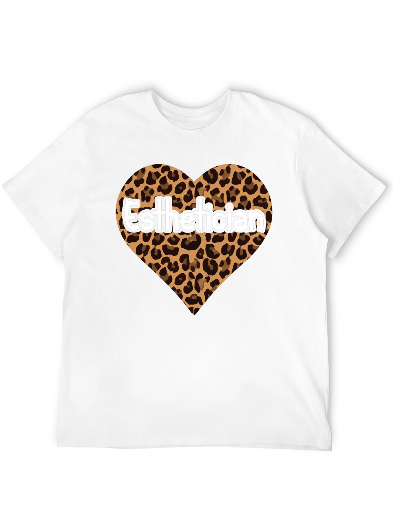 Black Esthetician Leopard Heart Graphic Tee view 12