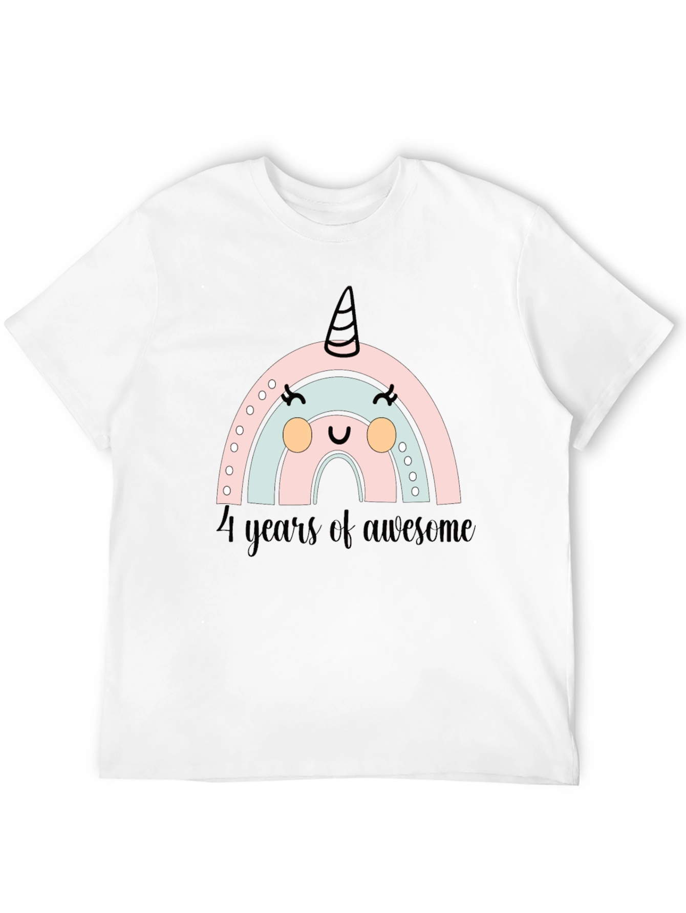Black 4 Years of Awesome Rainbow Unicorn Birthday T-Shirt view 12
