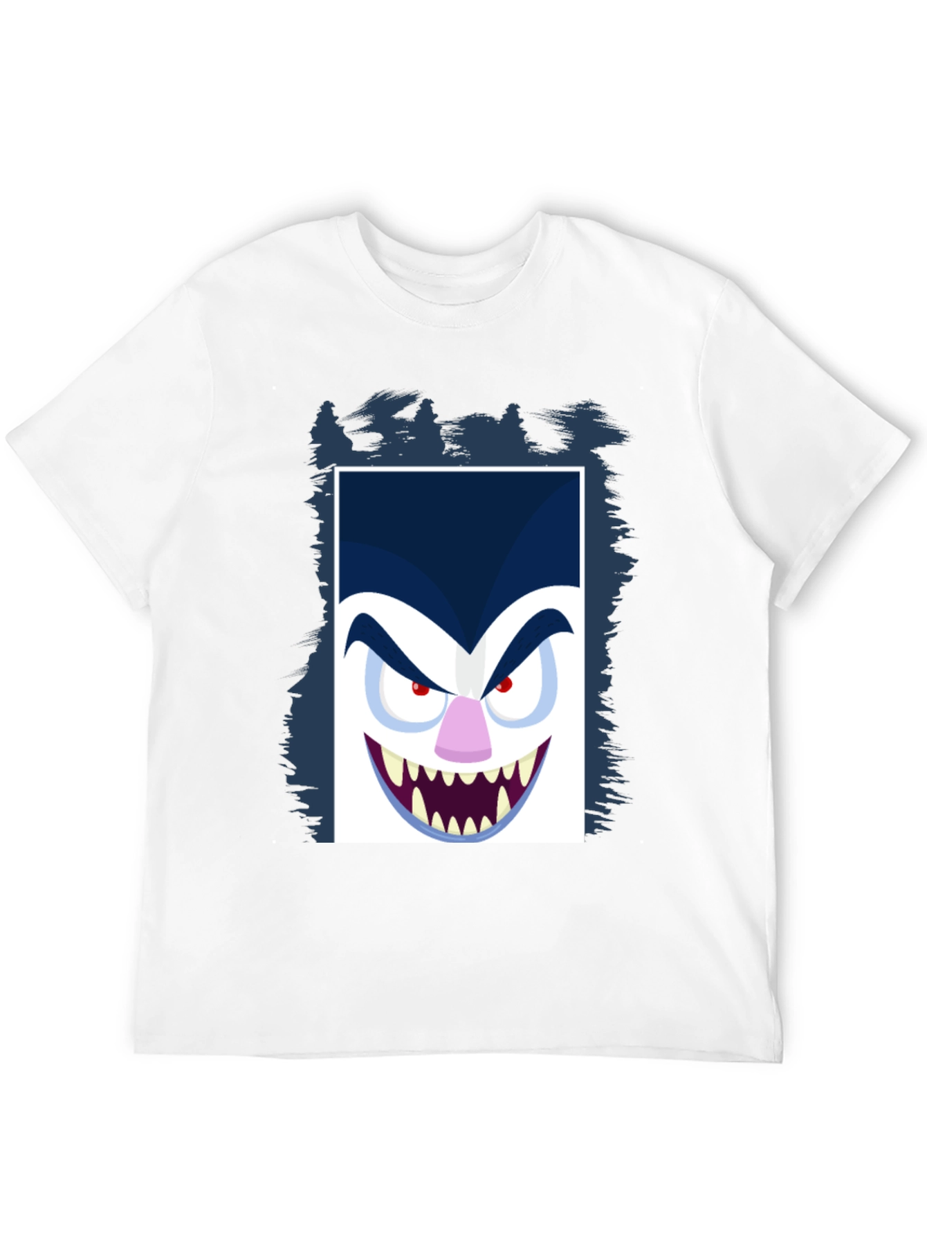 Black Cartoon Vampire Face Graphic Black Tee view 12