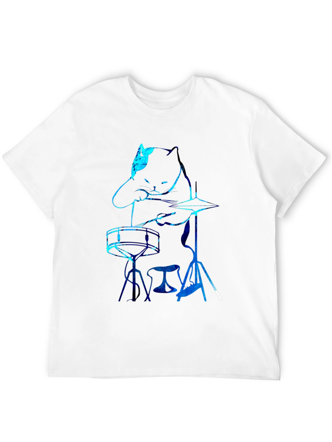 Black Cat Drummer Graphic Tee - Black T-Shirt view 12