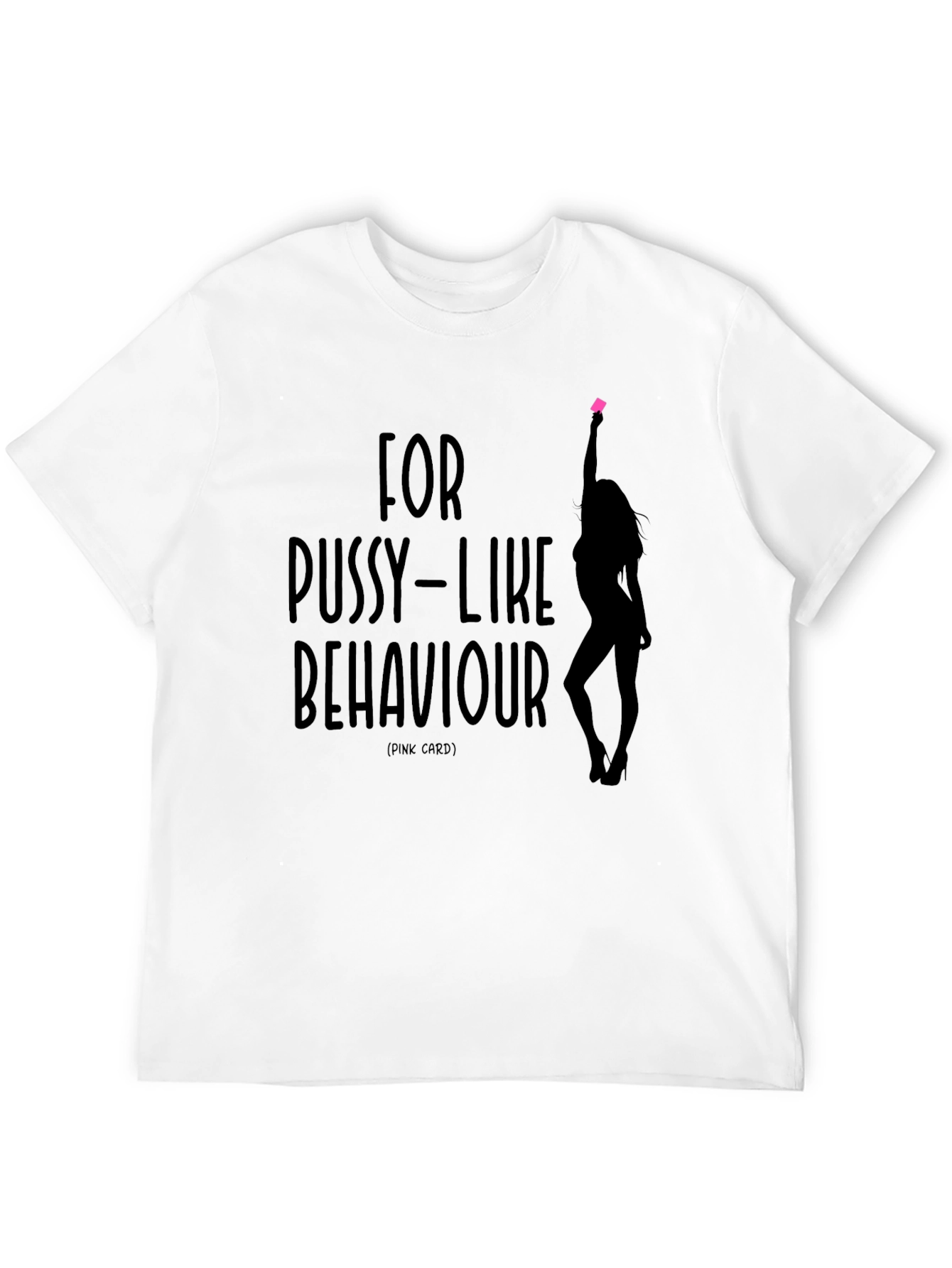 Black Funny Pink Card Graphic T-Shirt - Men's Black Tee view 12