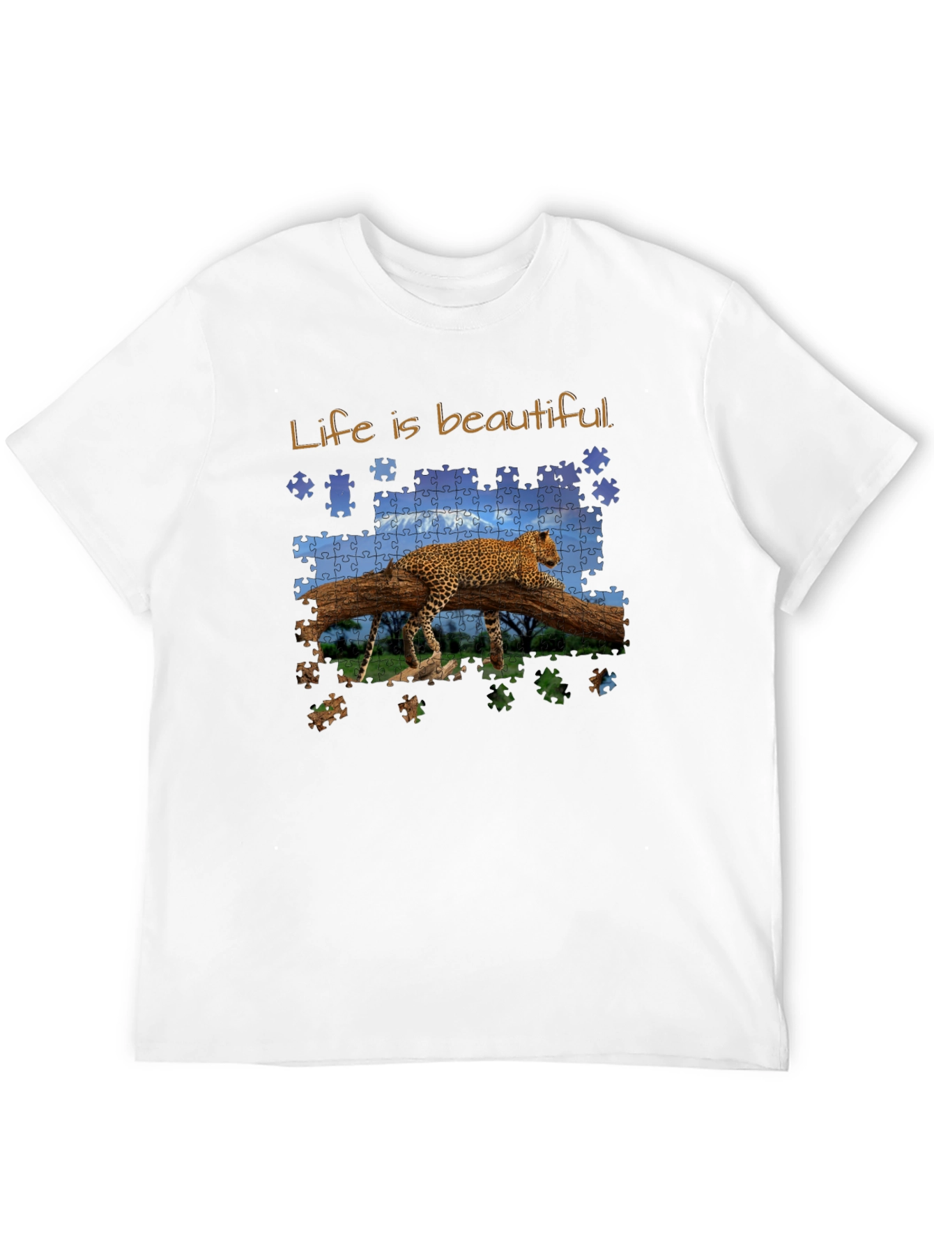 Black Life is Beautiful Leopard Puzzle Graphic T-Shirt view 12