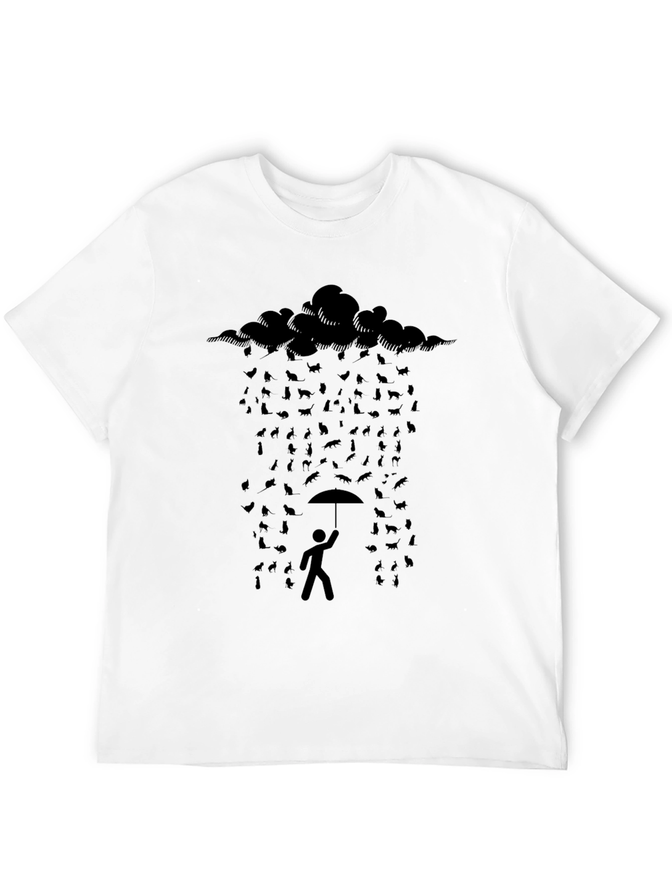Black Cat Rain T-Shirt - Stylish Graphic Tee view 12