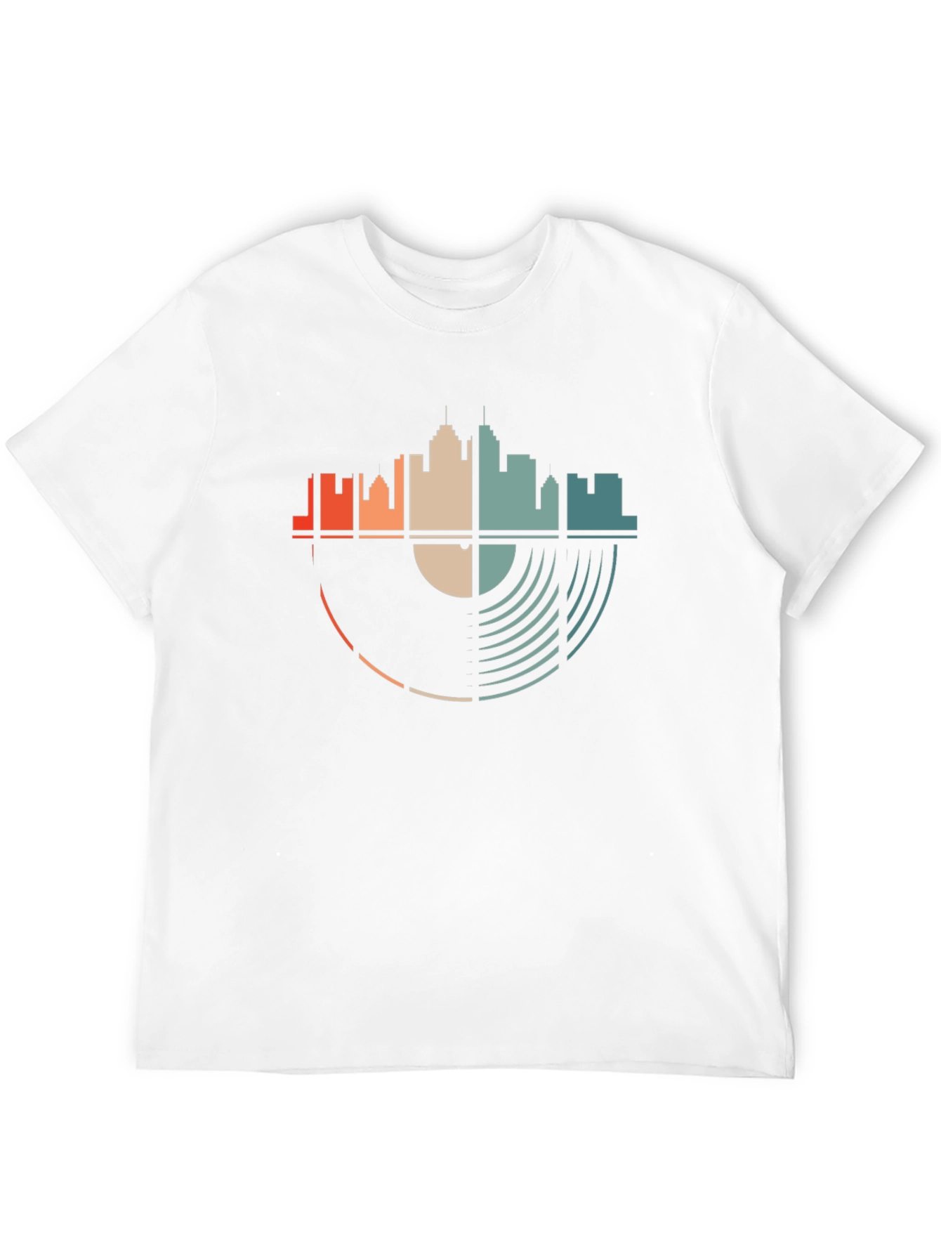 Black Retro Skyline Vinyl Record Graphic T-Shirt view 12