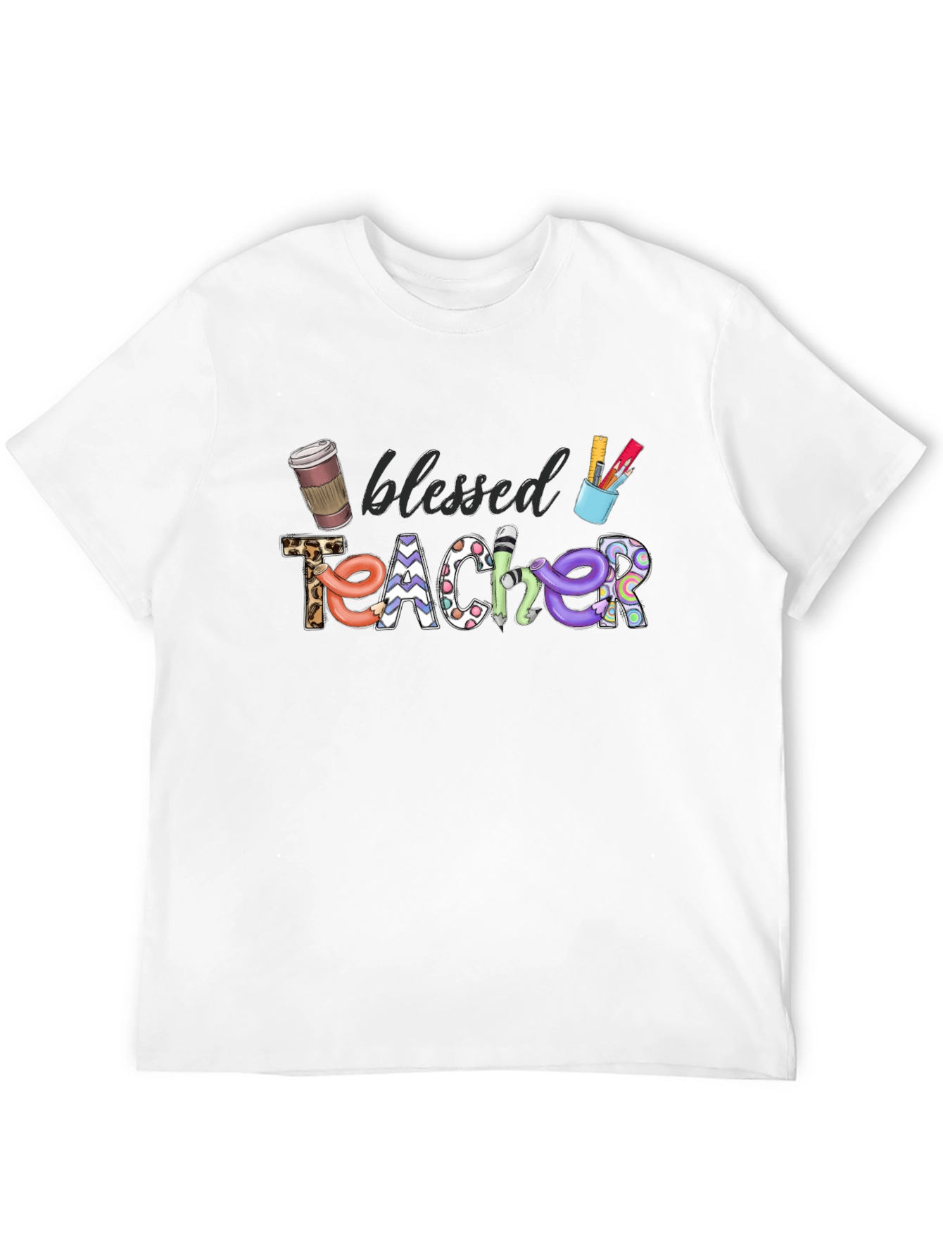 Black Blessed Teacher Graphic T-Shirt view 12