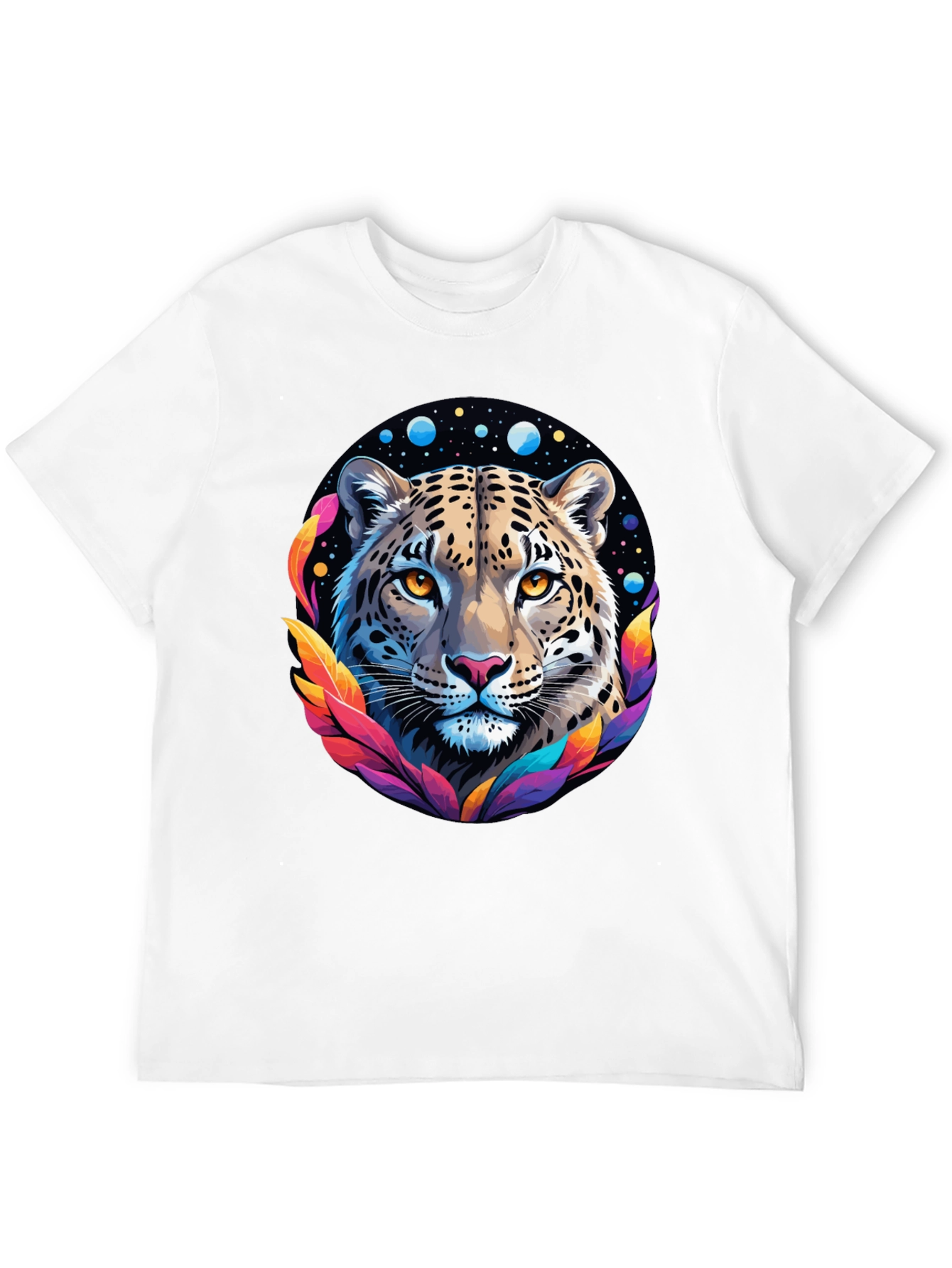 Black Leopard Galaxy Graphic Print Tee - Stylish Black T-Shirt view 12
