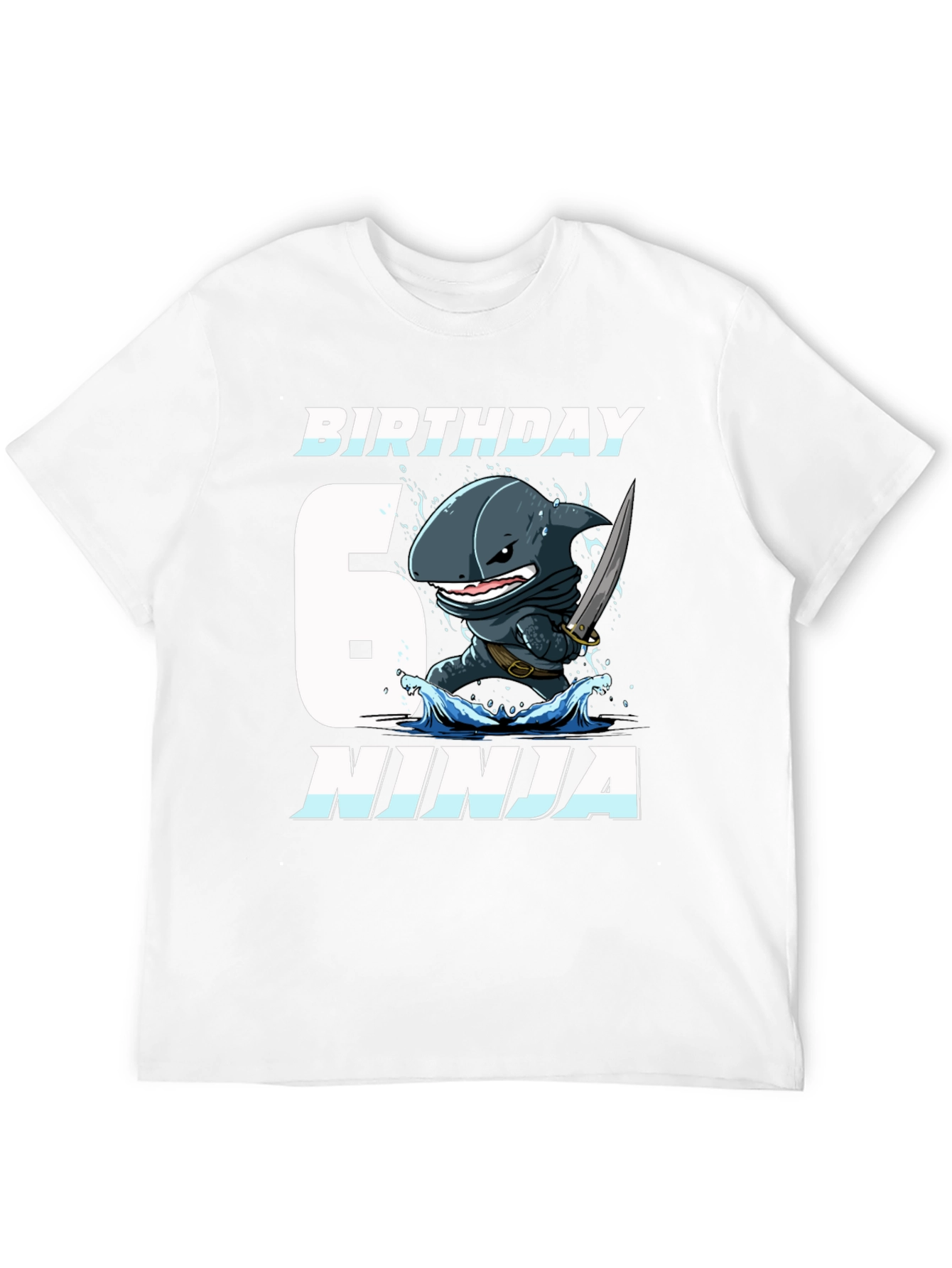 Black Birthday Shark Ninja Black T-Shirt view 12