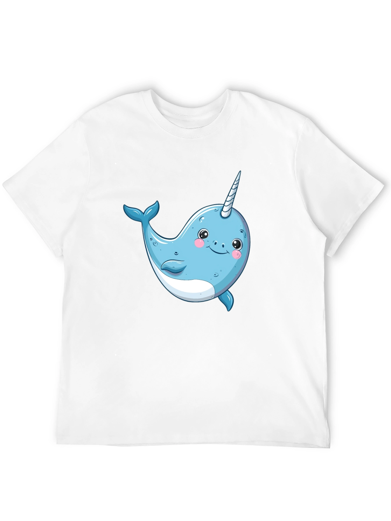 Black Cute Narwhal Graphic Tee - Black Cotton T-Shirt view 12